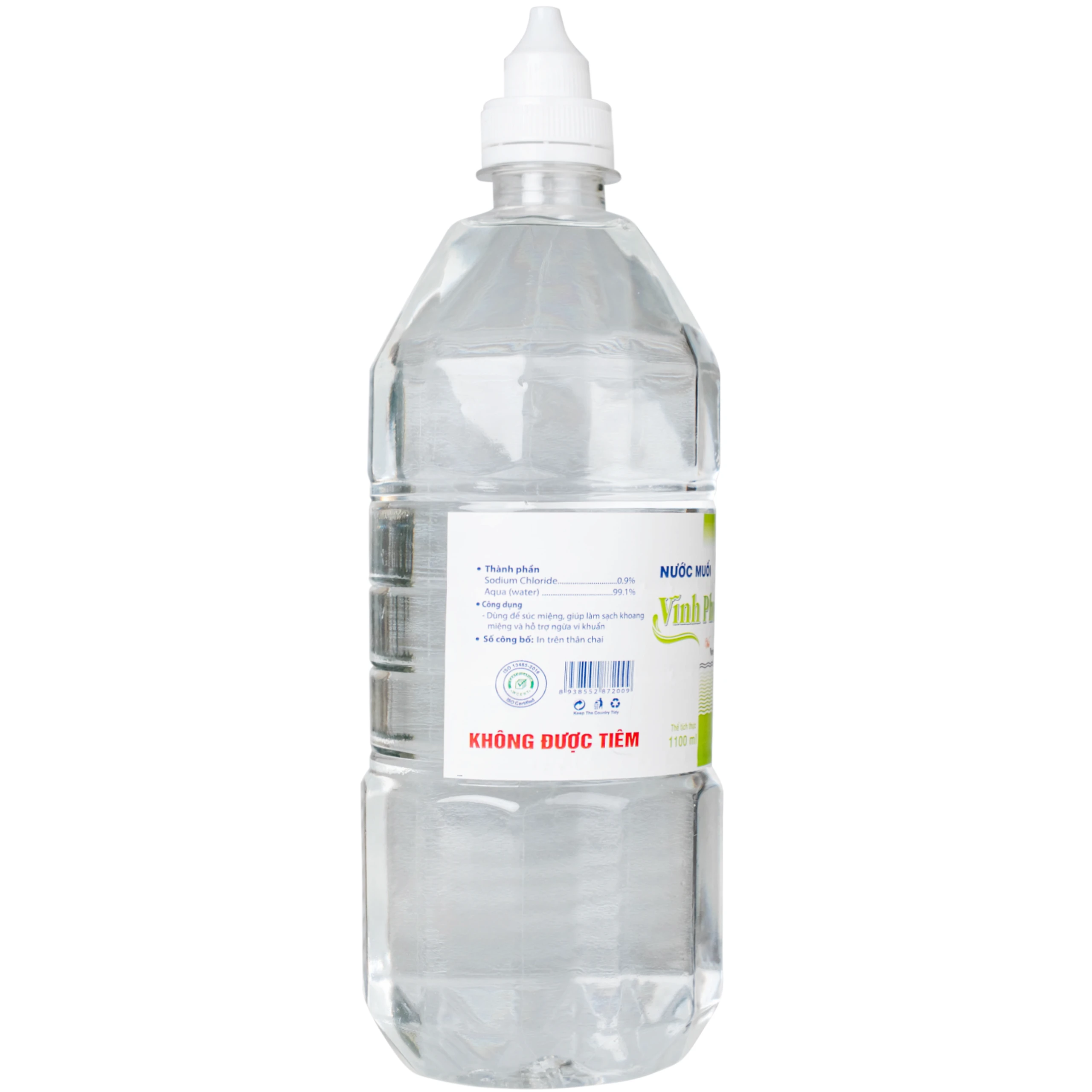 Nước muối Vĩnh Phúc Smiles 1100ml natri clorid 0.9 giúp làm sạch răng, khử mùi hôi miệng