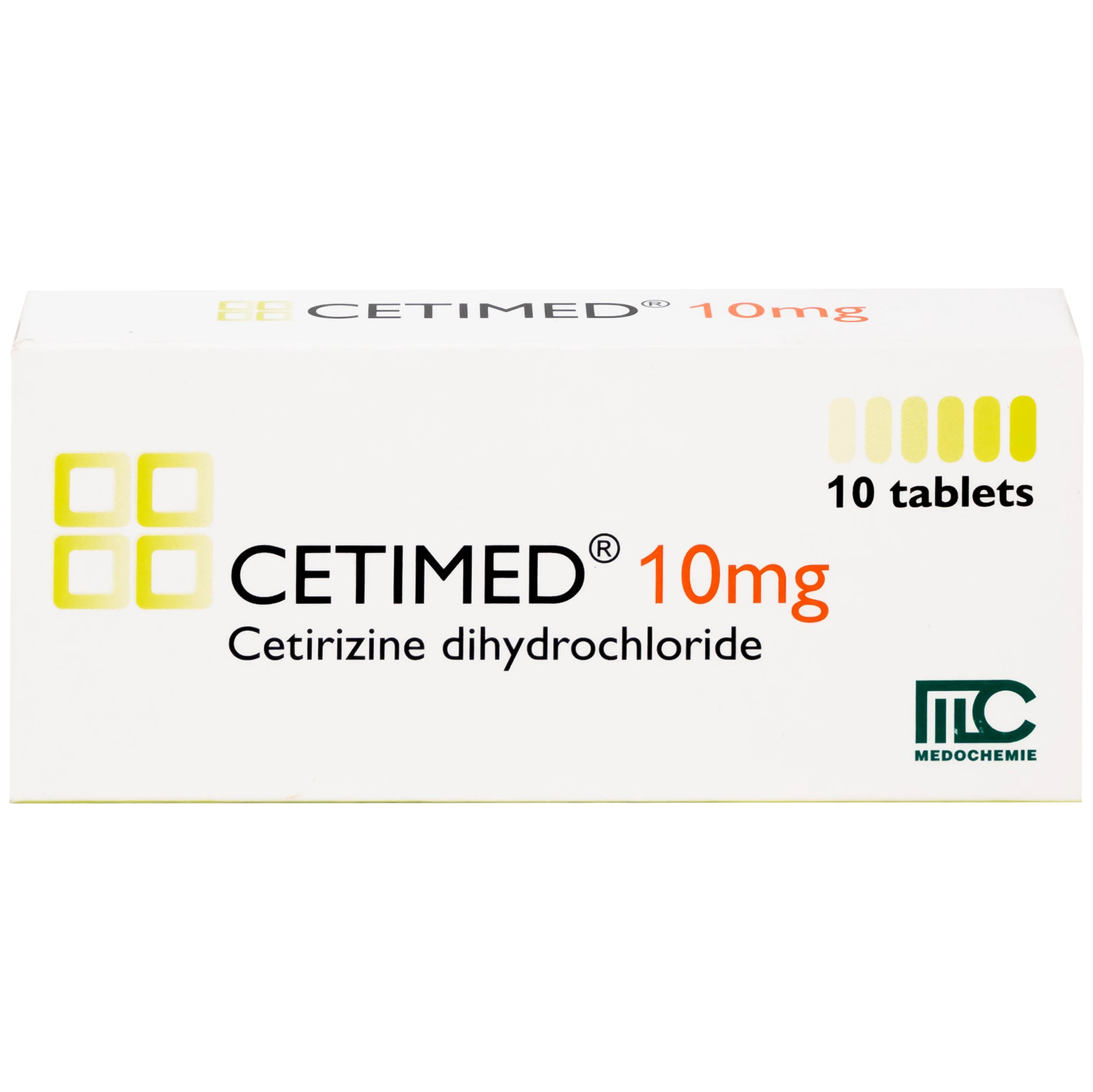 Thuốc Cetimed 10mg Medochemie điều trị triệu chứng viêm mũi dị ứng (1 vỉ x 10 viên)