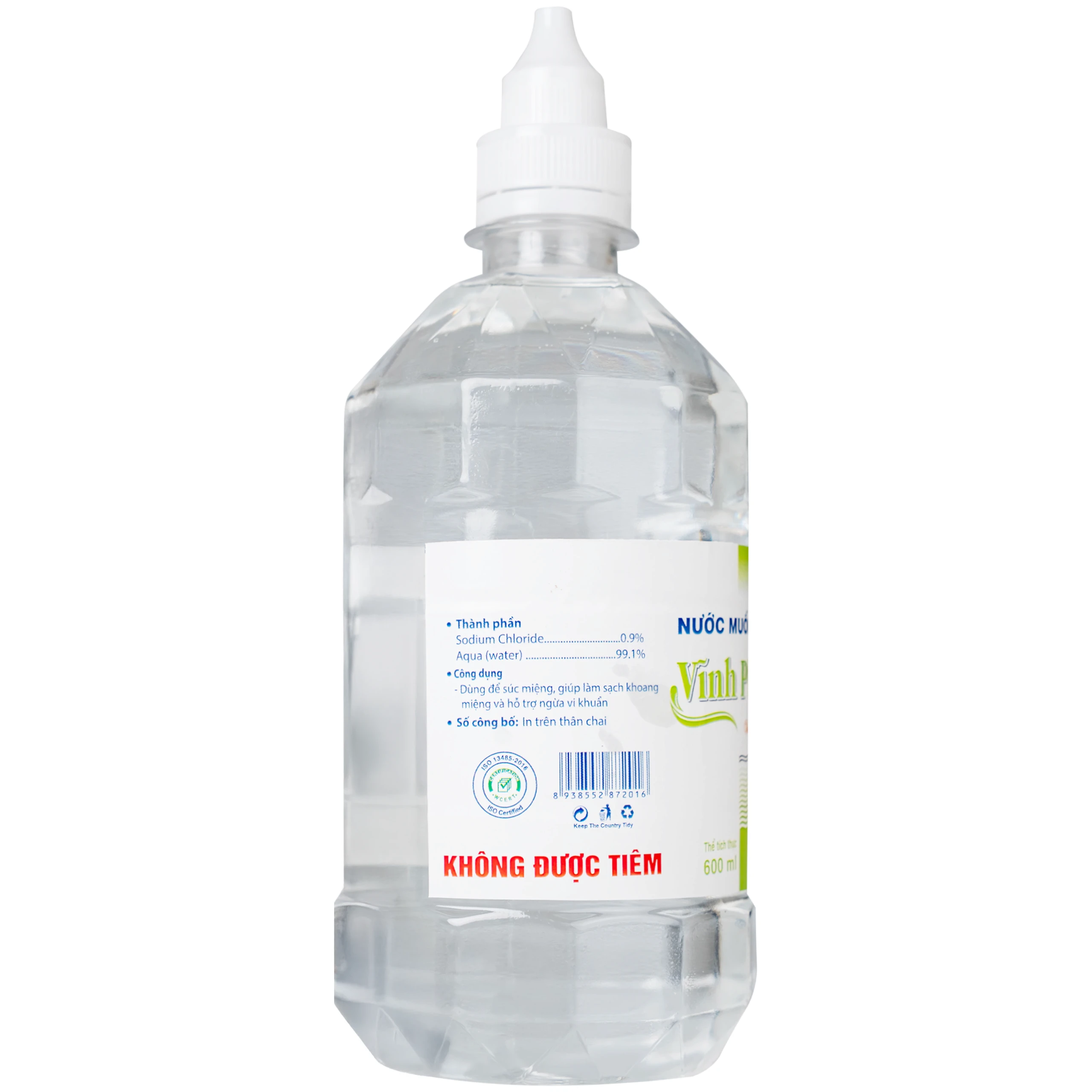 Nước muối Vĩnh Phúc Smiles 600ml natri clorid 0.9 giúp làm sạch răng, khử mùi hôi miệng