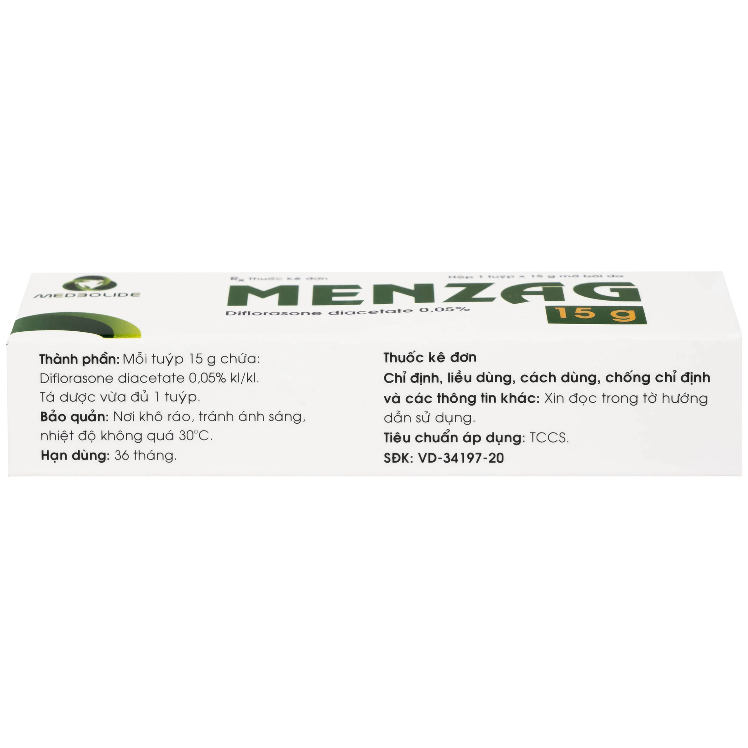 Thuốc mỡ bôi da Menzag 0.05% Medbolide giảm tình trạng viêm và ngứa của bệnh da liễu