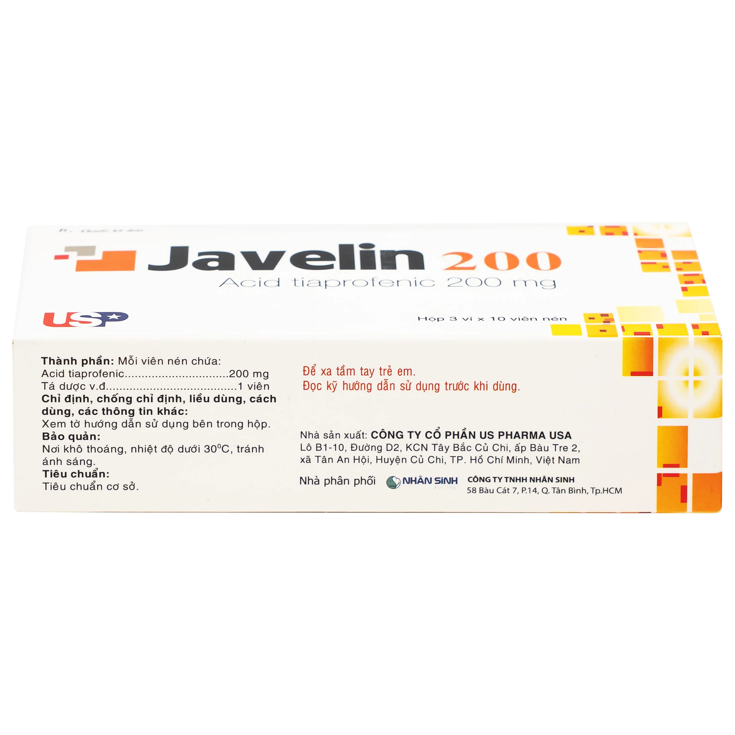 Thuốc Javelin 200mg USP điều trị các bệnh viêm khớp và đau cột sống (3 vỉ x 10 viên)
