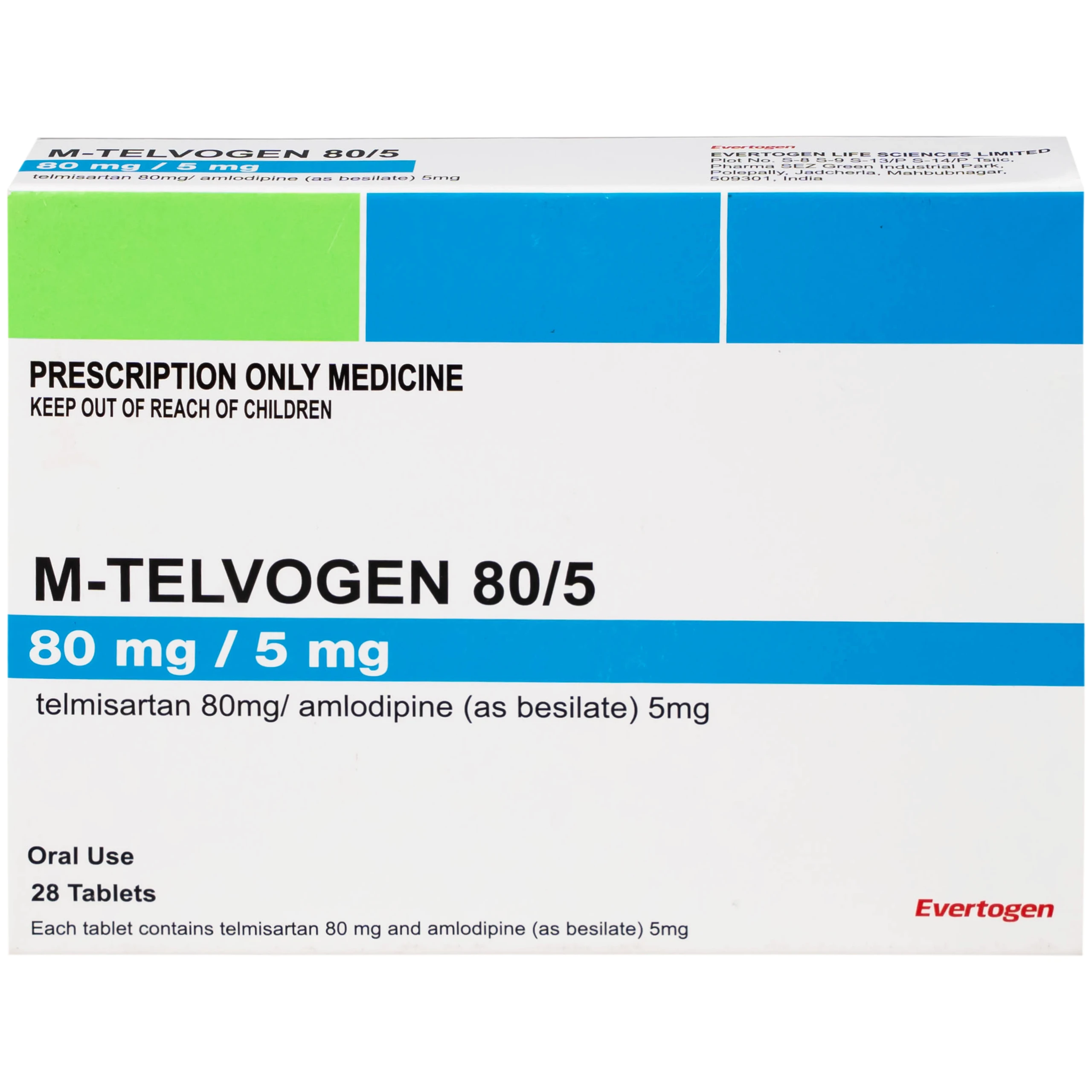 Thuốc M-Telvogen 80/5mg Evertogen điều trị tăng huyết áp đơn độc hoặc kết hợp với thuốc khác (2 vỉ x 14 viên)