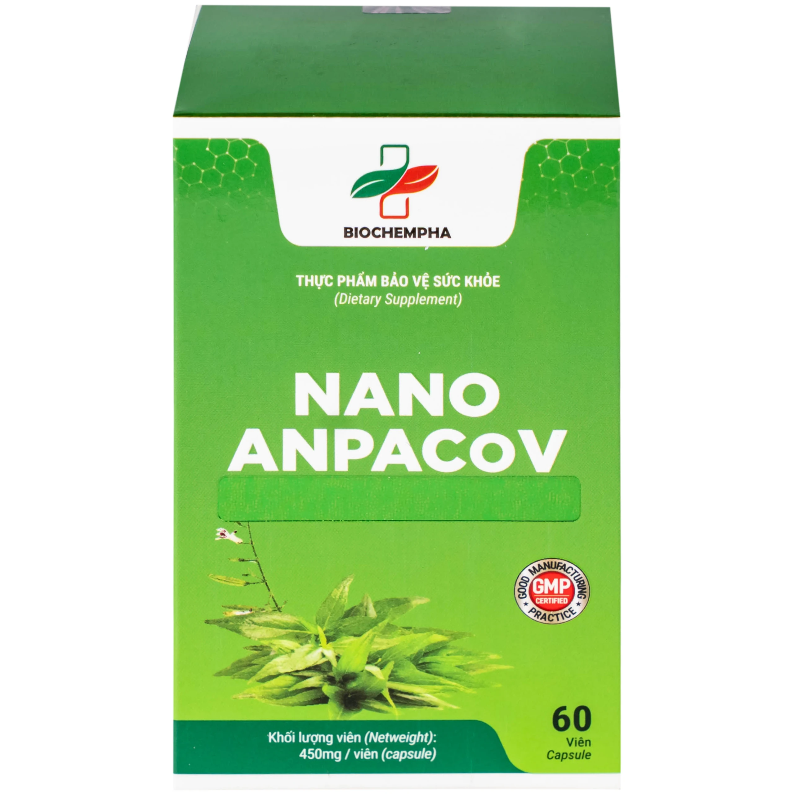 Viên uống giảm ho, giảm đờm, đau rát họng, viêm phế quản Nano Anpacov Biochempha (60 viên)