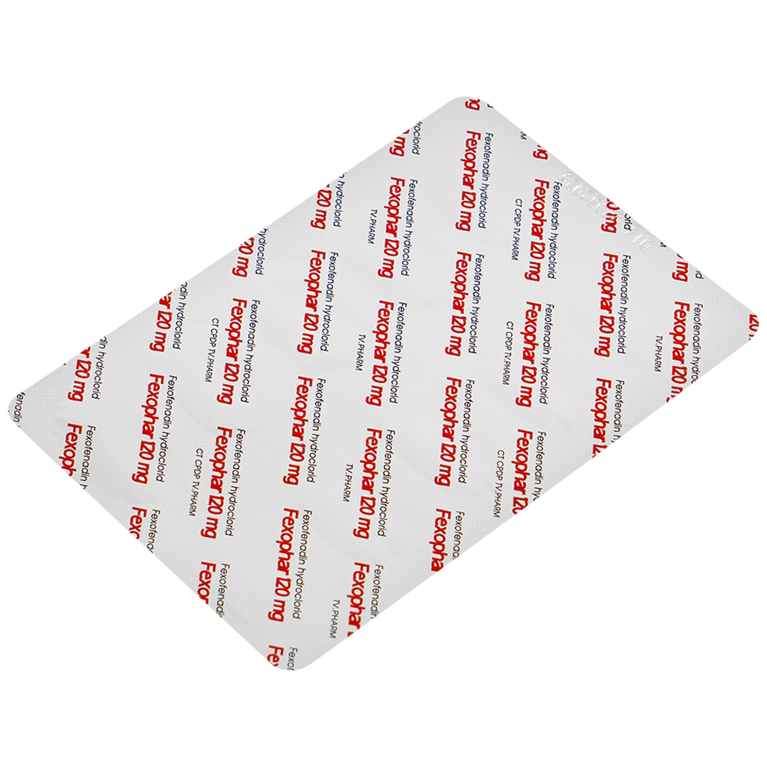 Thuốc Fexophar 120mg TV.Pharm điều trị triệu chứng viêm mũi dị ứng, sổ mũi, hắt hơi, dị ứng da (5 vỉ x 10 viên)