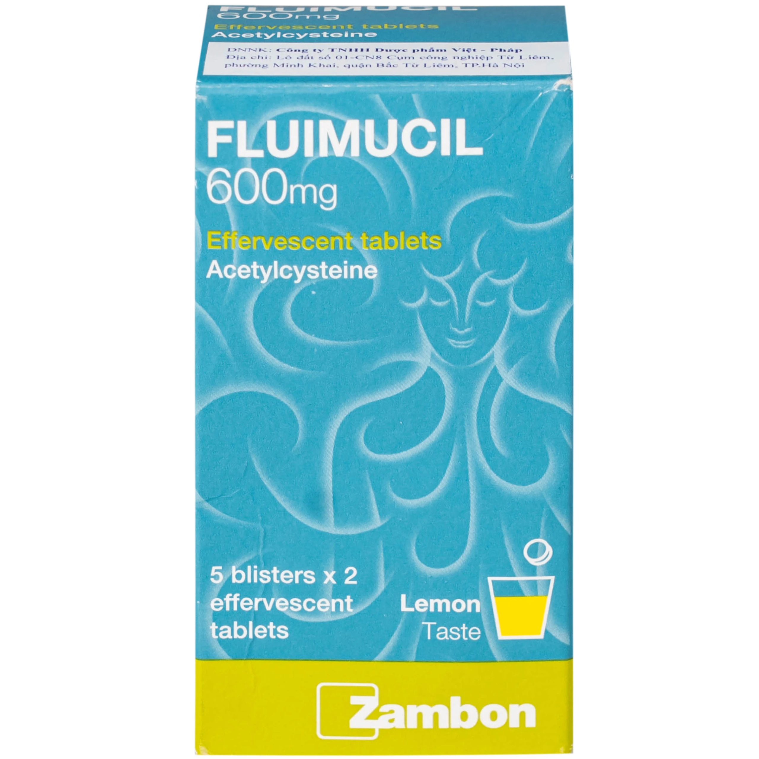 Thuốc Fluimucil 600mg Zambon điều trị bệnh hô hấp kèm tăng tiết đờm nhày (5 vỉ x 2 viên)