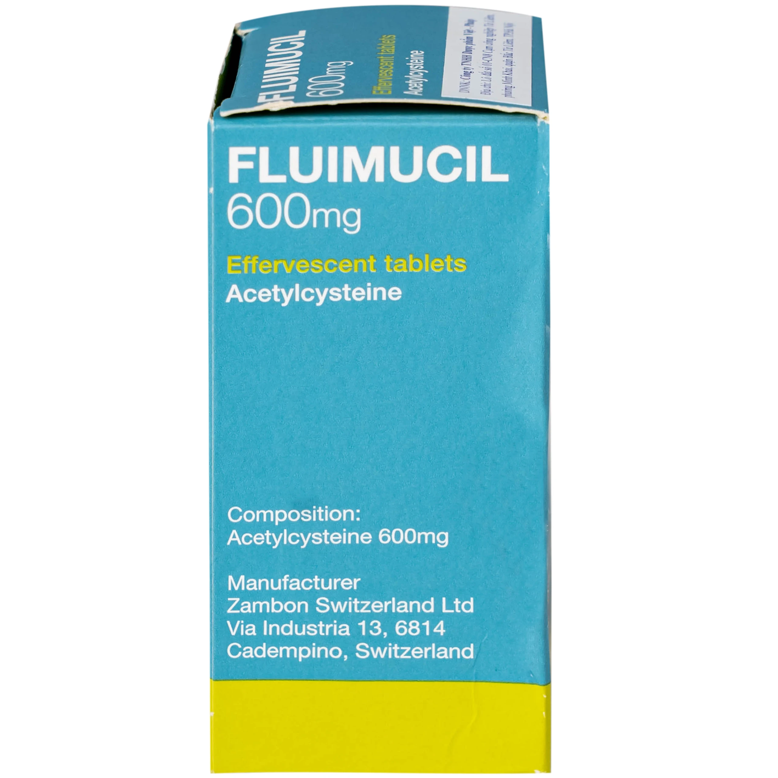 Thuốc Fluimucil 600mg Zambon điều trị bệnh hô hấp kèm tăng tiết đờm nhày (5 vỉ x 2 viên)