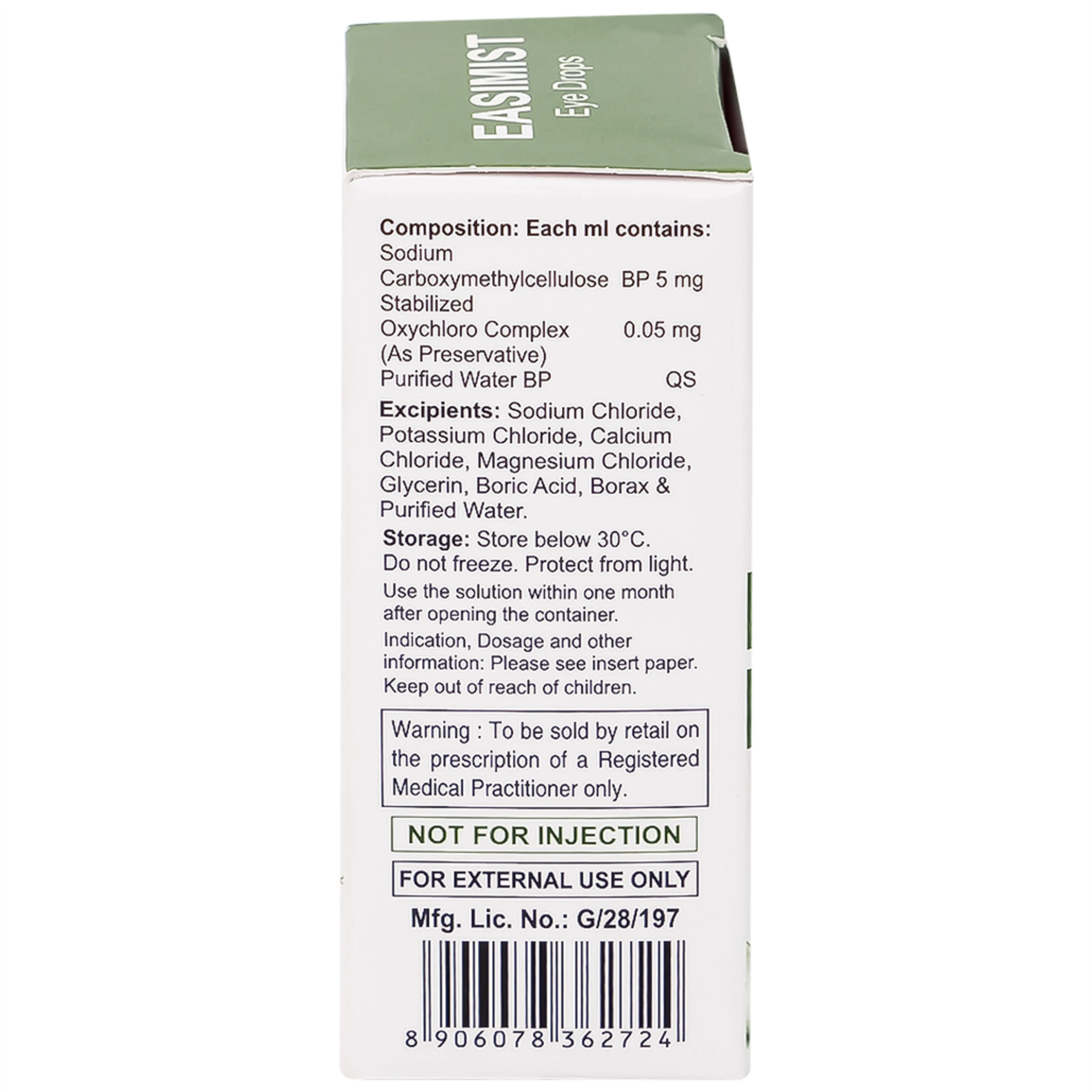 Nước mắt nhân tạo Easimist Eye Drops 5ml giảm khô mỏi mắt