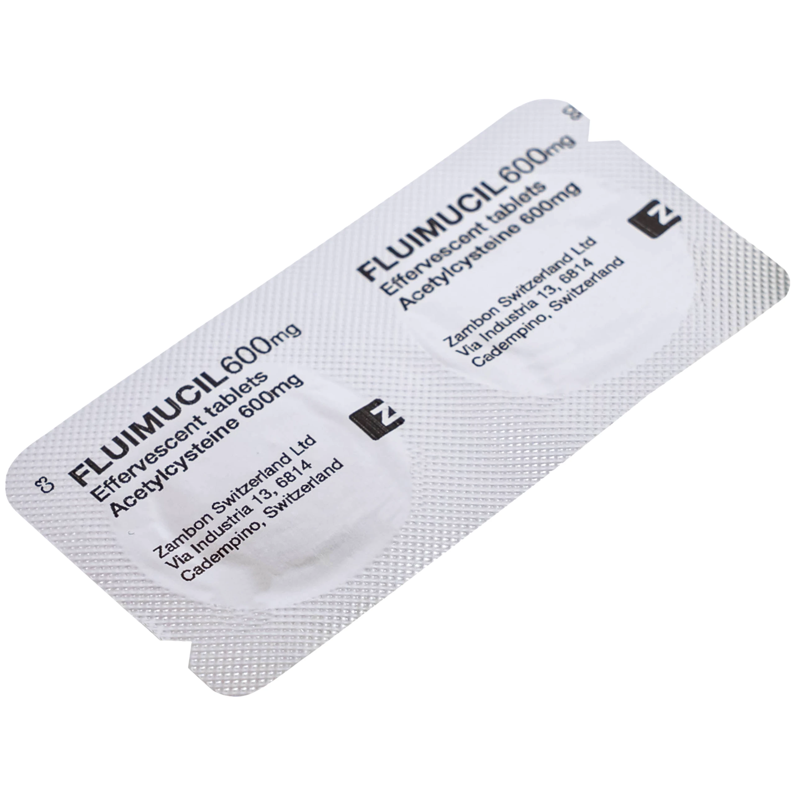 Thuốc Fluimucil 600mg Zambon điều trị bệnh hô hấp kèm tăng tiết đờm nhày (5 vỉ x 2 viên)
