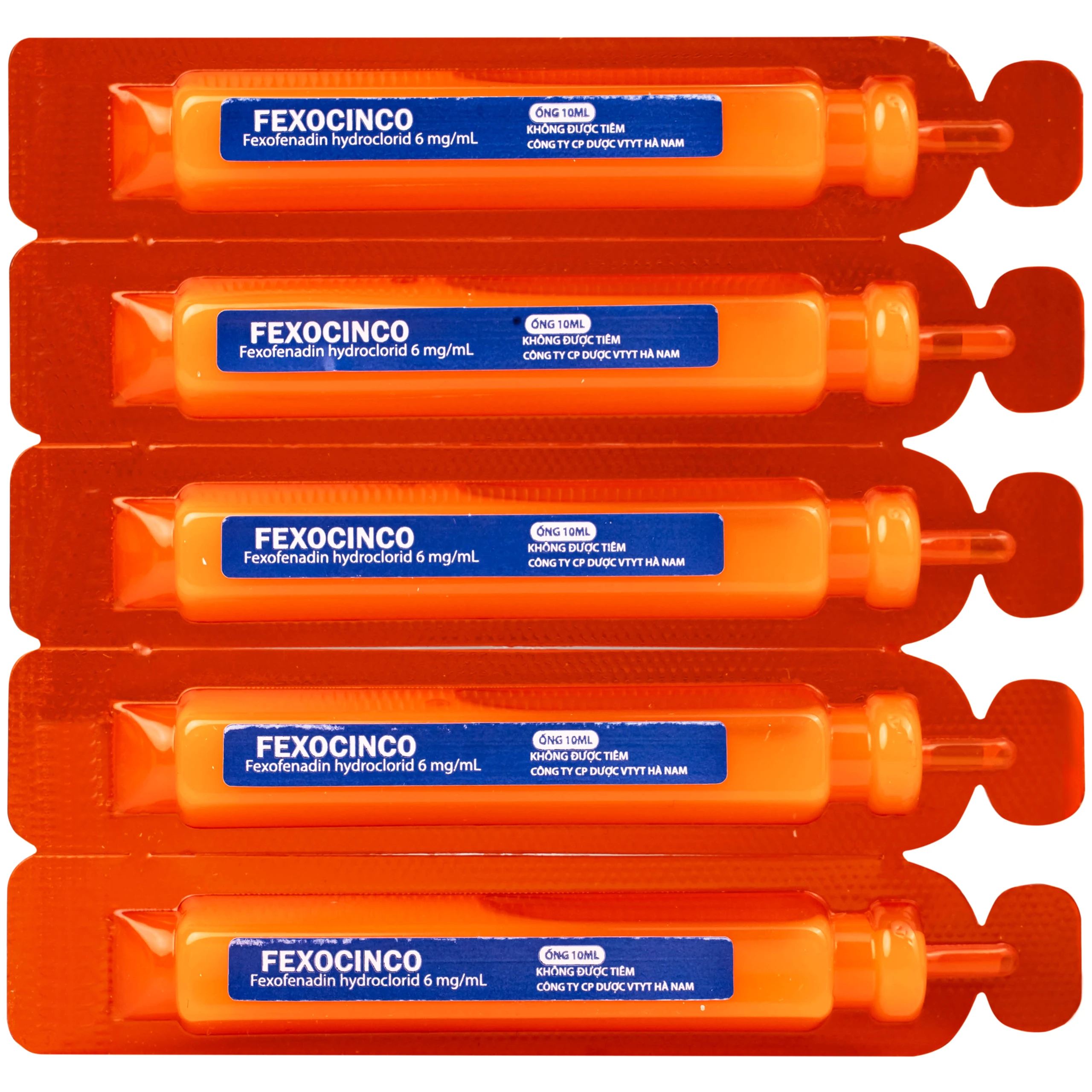 Thuốc Fexocinco 6mg Hà Nam điều trị triệu chứng viêm mũi dị ứng và mày đay mạn tính (20 ống x 10ml)