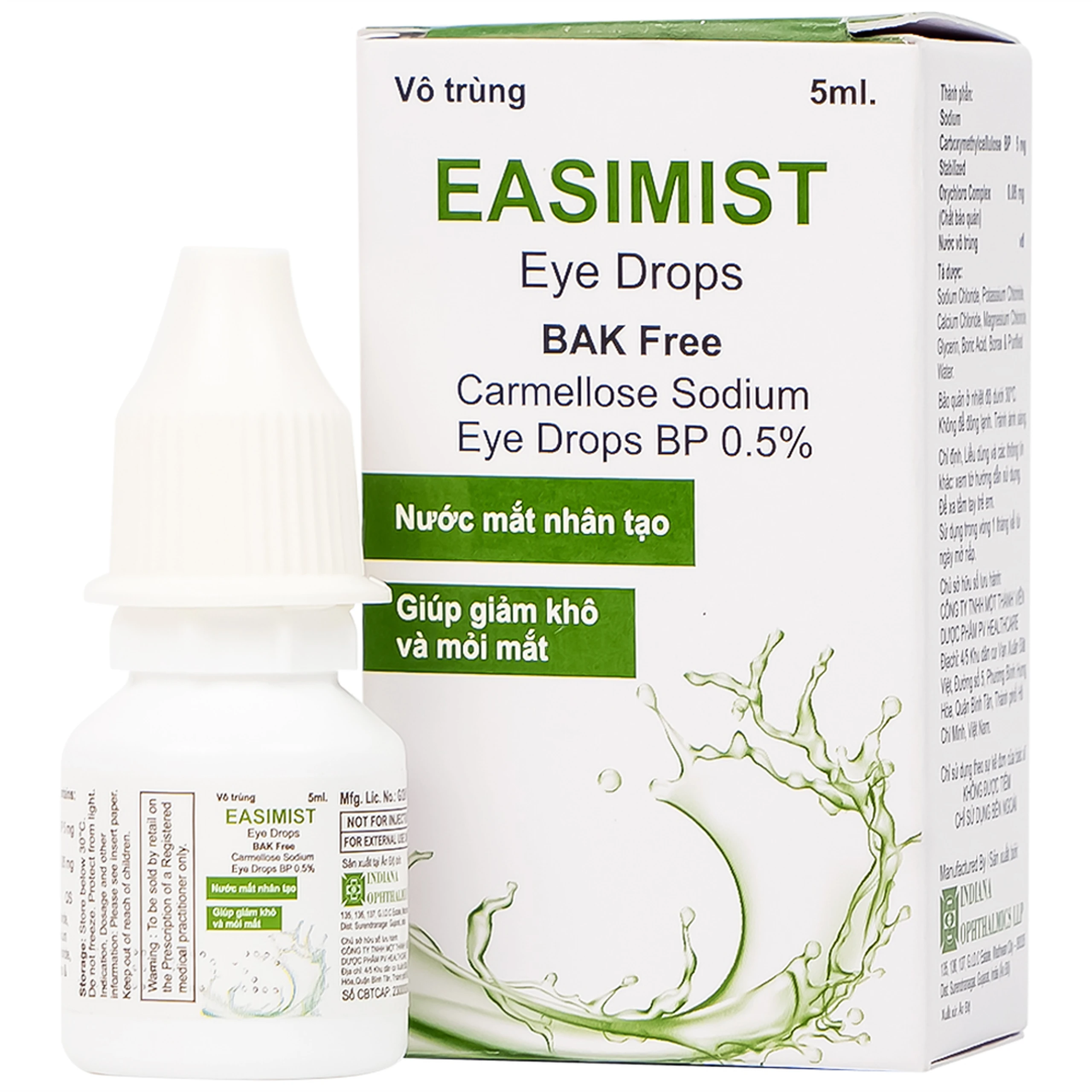 Nước mắt nhân tạo Easimist Eye Drops 5ml giảm khô mỏi mắt