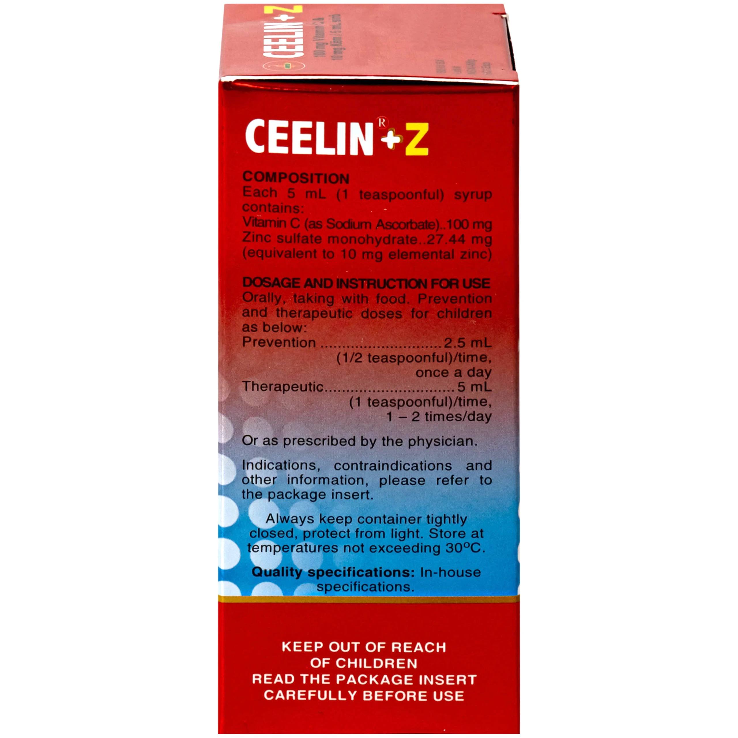 Siro Ceelin + Z United phòng ngừa và điều trị thiếu vitamin C hoặc thiếu kẽm (60ml)