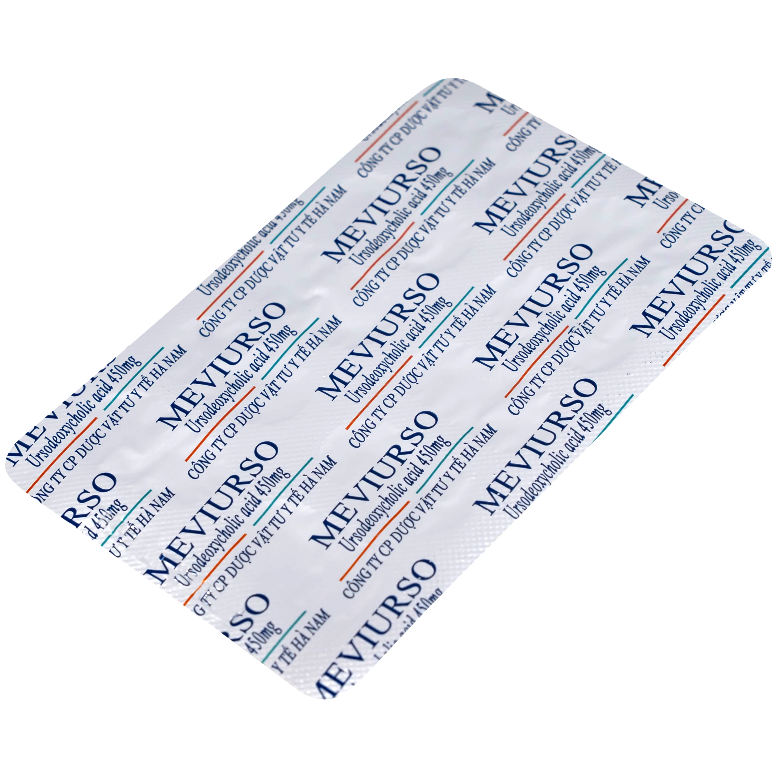Thuốc Meviurso 450mg Hà Nam dùng để hòa tan sỏi cholesterol, viêm đường mật nguyên phát (3 vỉ x 10 viên)