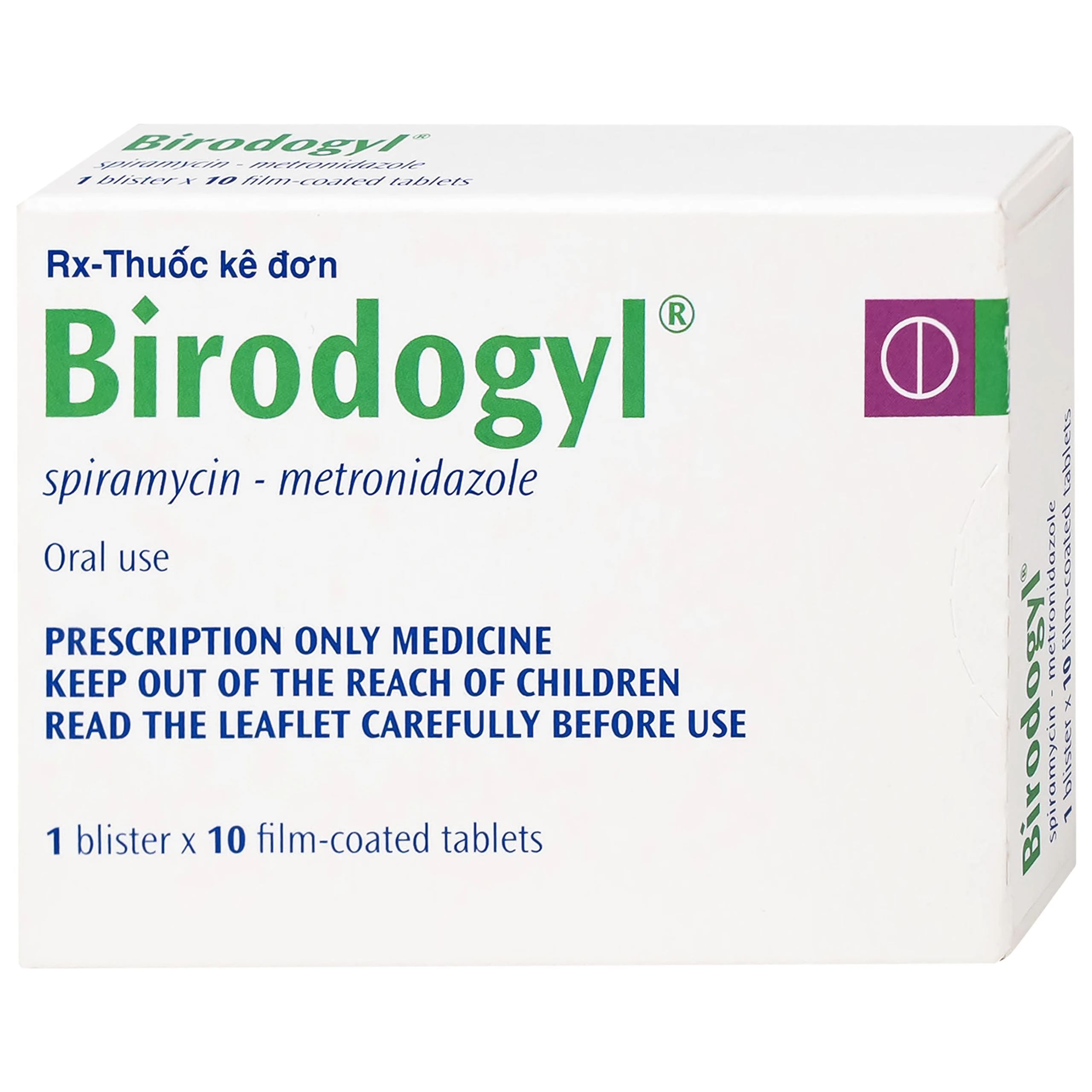 Thuốc Birodogyl 250mg Sanofi điều trị nhiễm trùng đường miệng cấp tính và mạn tính (1 vỉ x 10 viên)