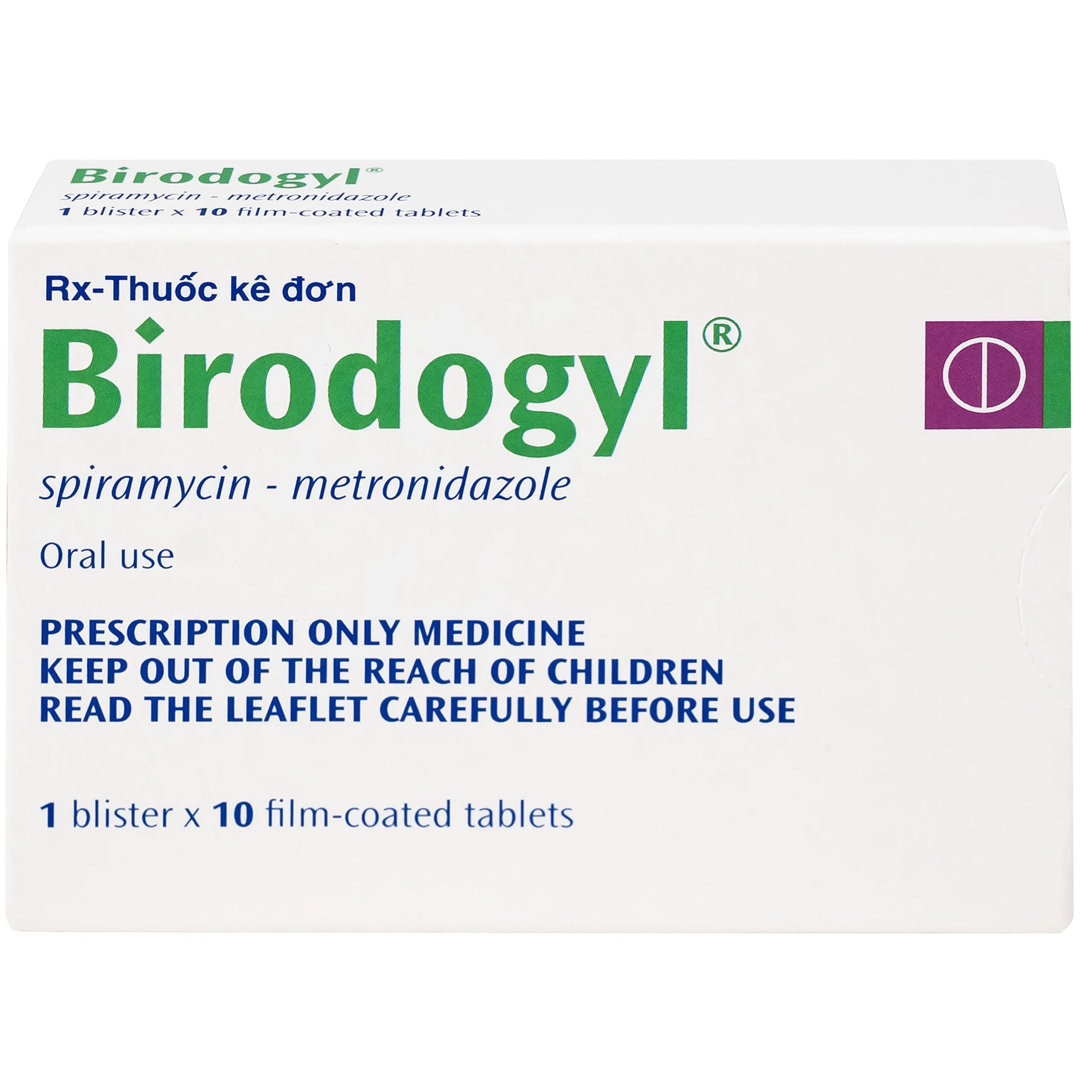 Thuốc Birodogyl 250mg Sanofi điều trị nhiễm trùng đường miệng cấp tính và mạn tính (1 vỉ x 10 viên)