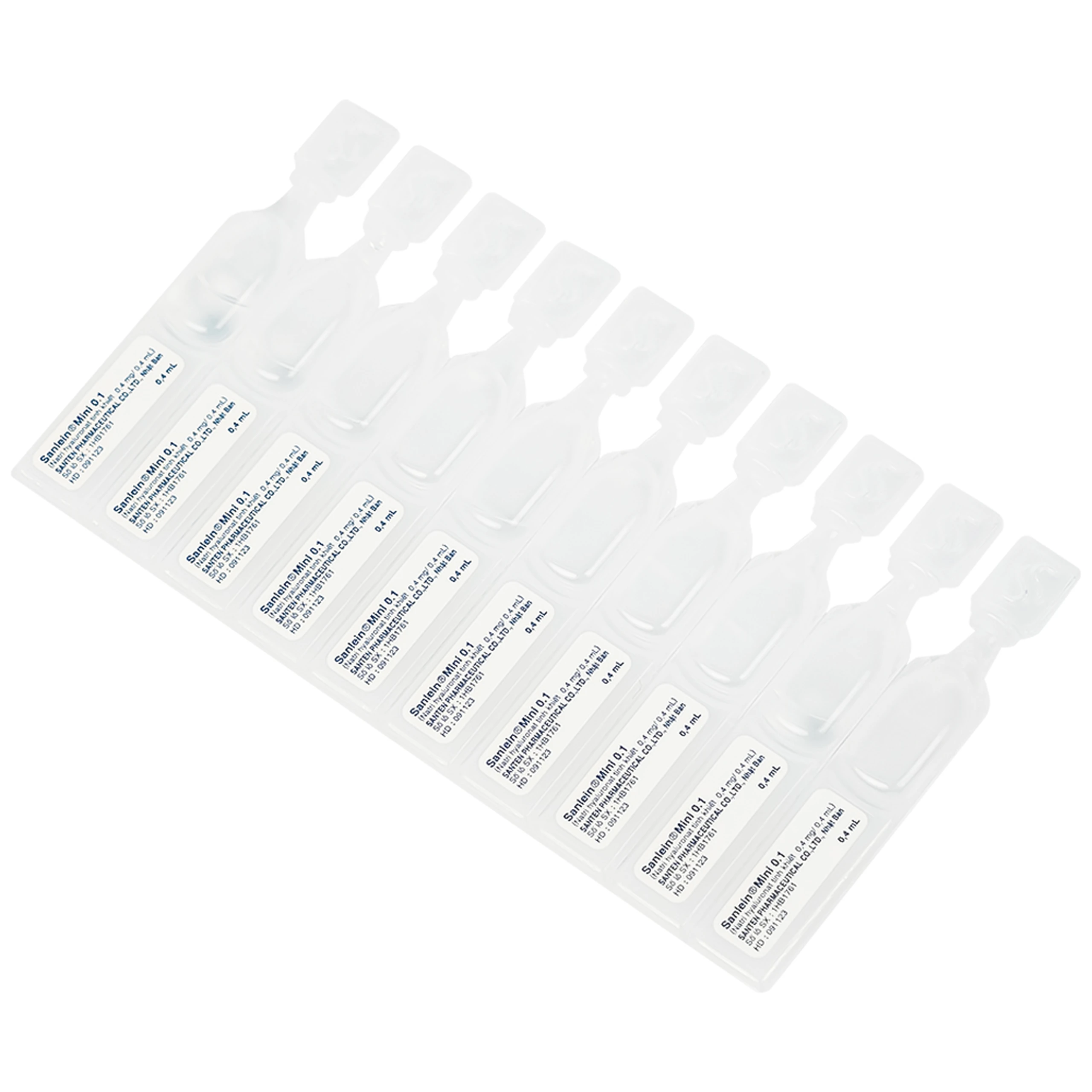 Thuốc nhỏ mắt Sanlein Mini 0.1% Santen hỗ trợ điều trị rối loạn biểu mô kết giác mạc (3 vỉ x 10 lọ x 0.4ml)
