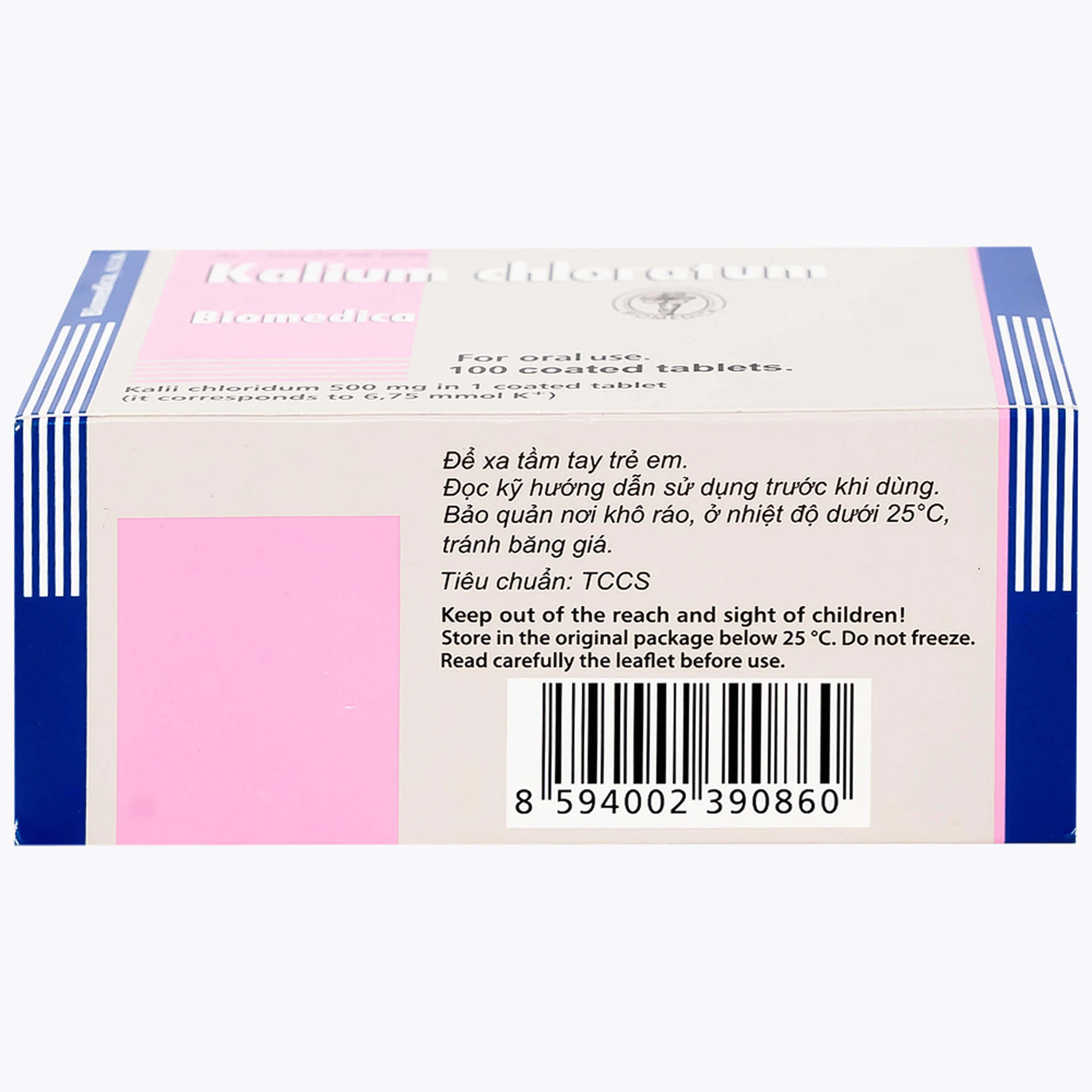 Thuốc Kalium Chloratum Biomedica dùng trong phòng và điều trị một số trường hợp thiếu kali (10 vỉ x 10 viên)