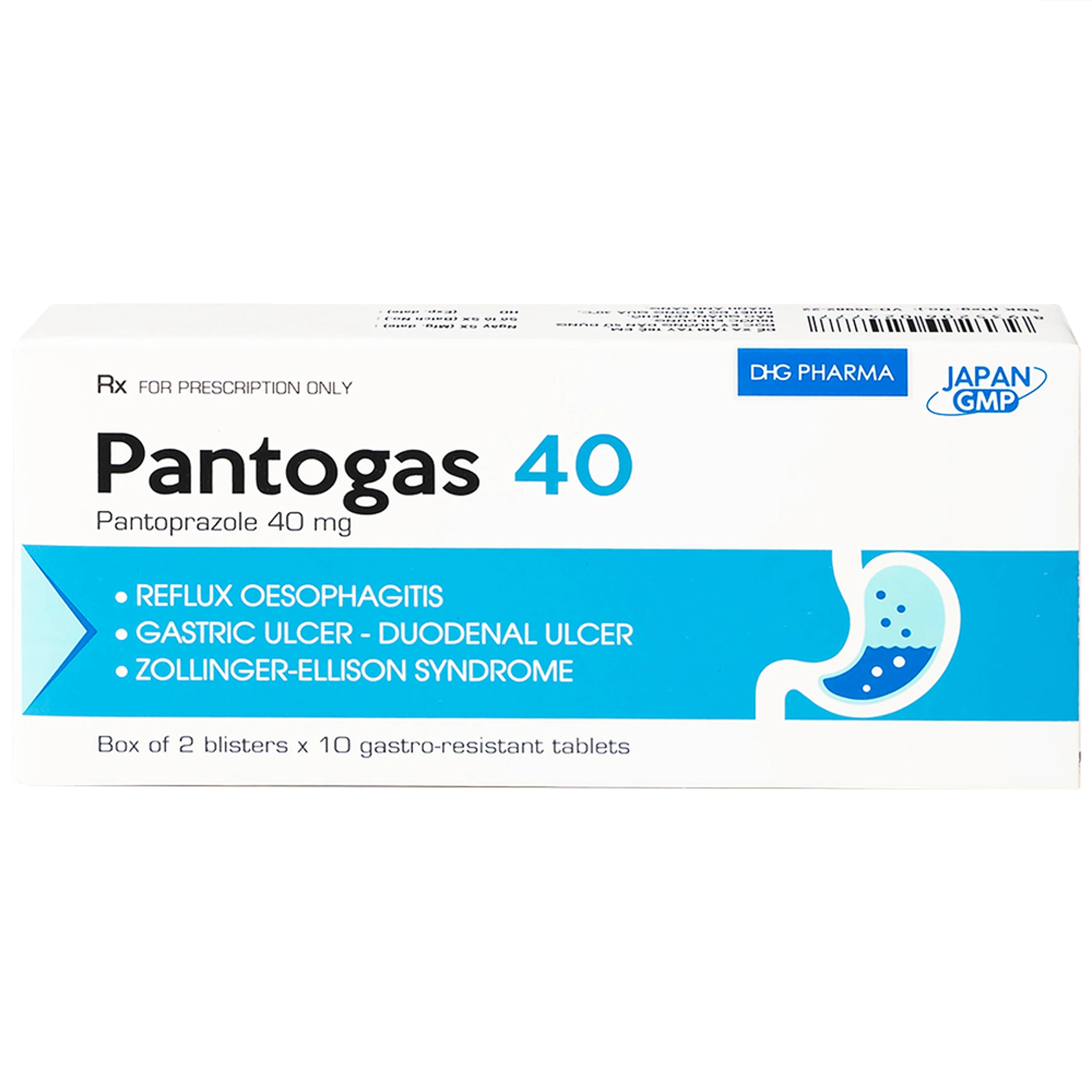 Thuốc Pantogas 40 DHG điều trị viêm thực quản trào ngược (2 vỉ x 10 viên)