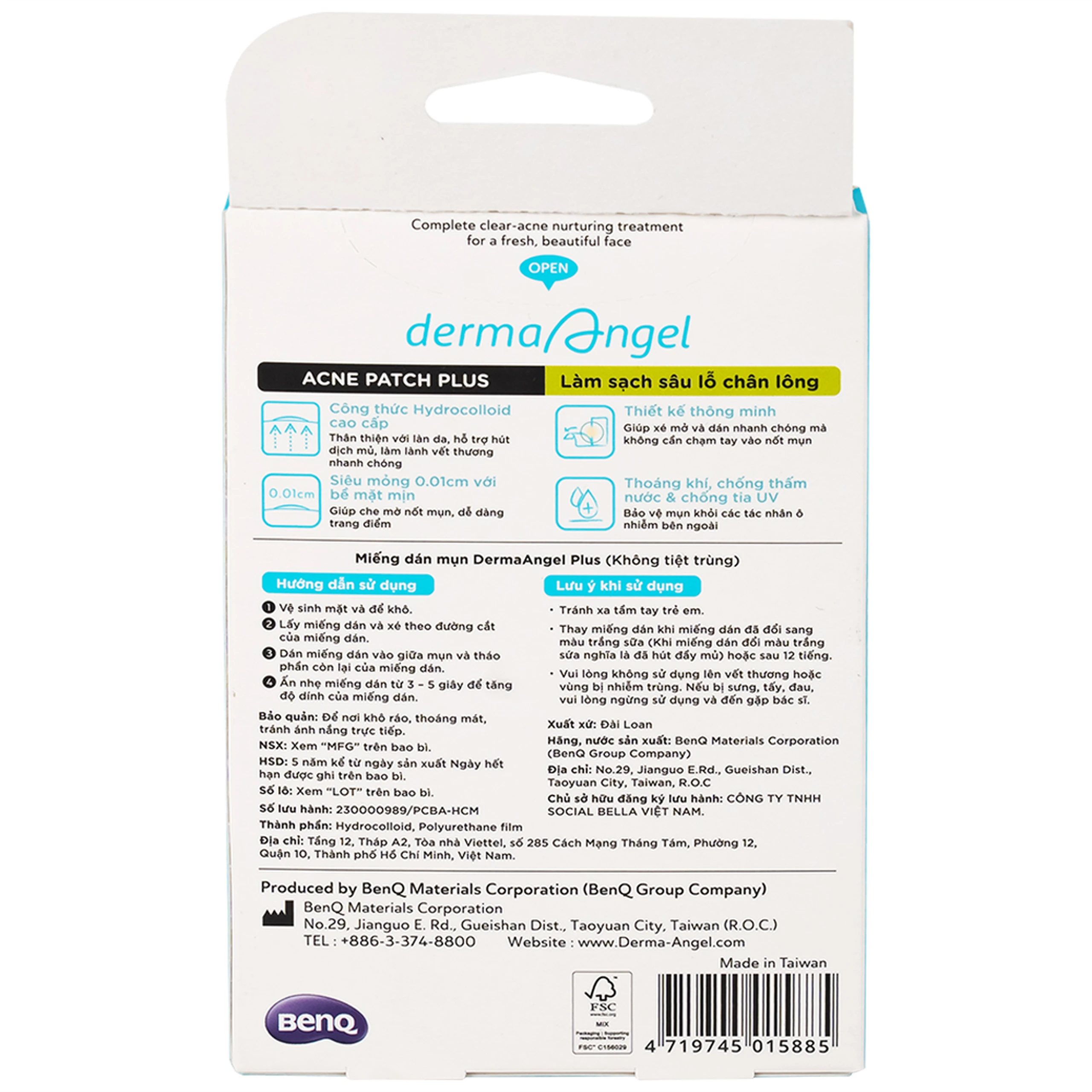 Miếng dán mụn ban ngày Derma Angel Plus (12 miếng) hút dịch mủ, làm lành vết thương nhanh chóng