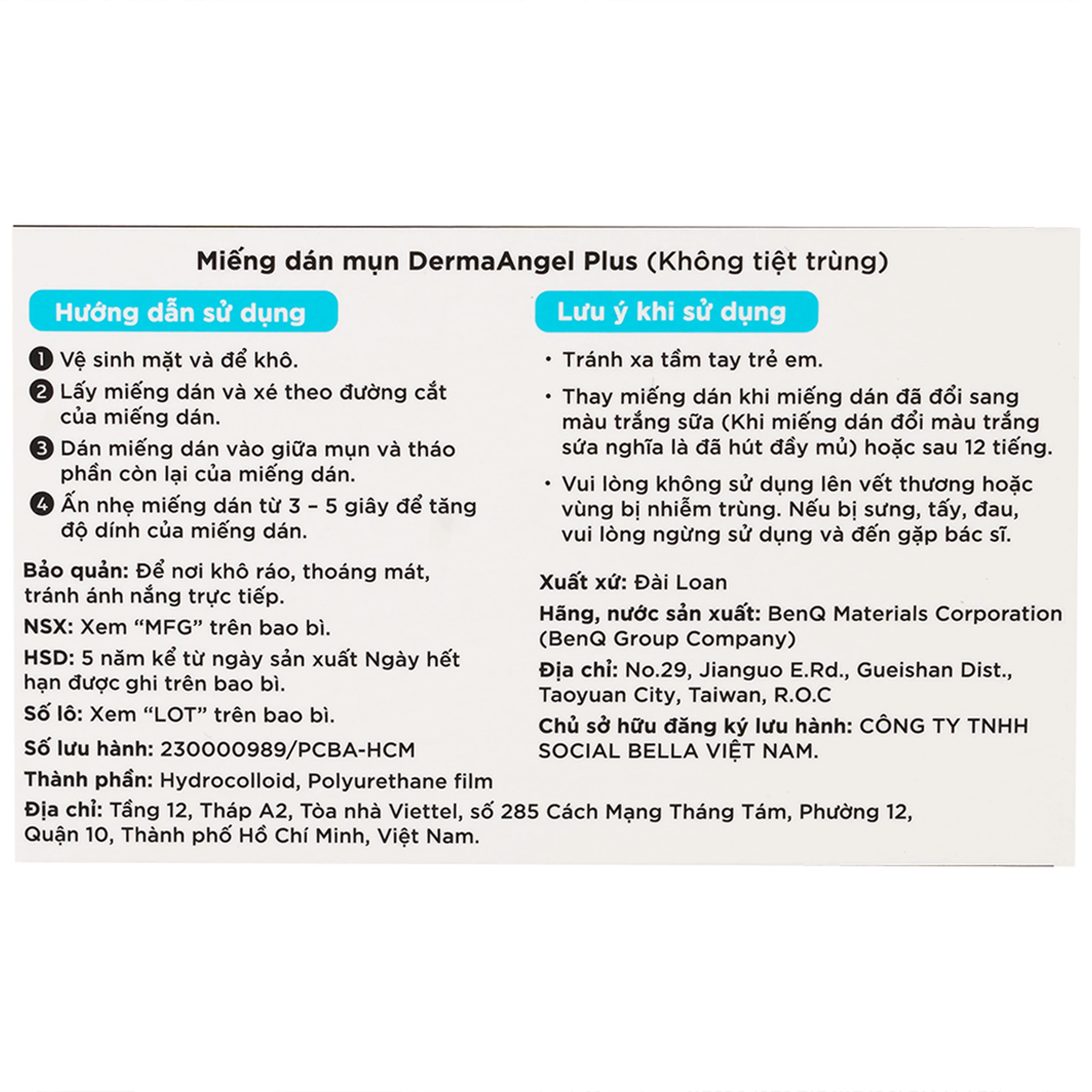 Miếng dán mụn ban ngày Derma Angel Plus (12 miếng) hút dịch mủ, làm lành vết thương nhanh chóng