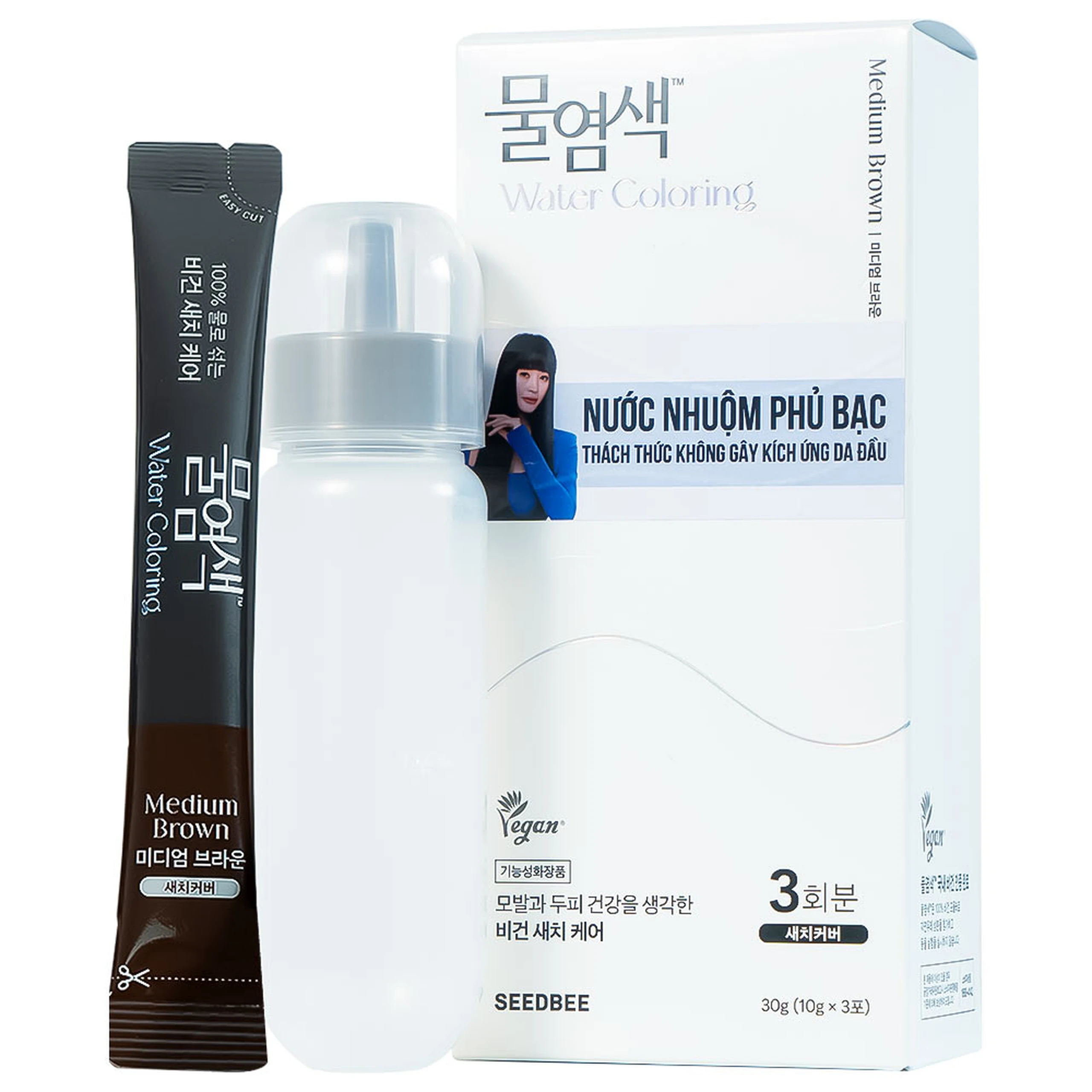 Nước nhuộm phủ bạc nâu hạt dẻ Seedbee Water Coloring Medium Brown NBIYAN (30g)