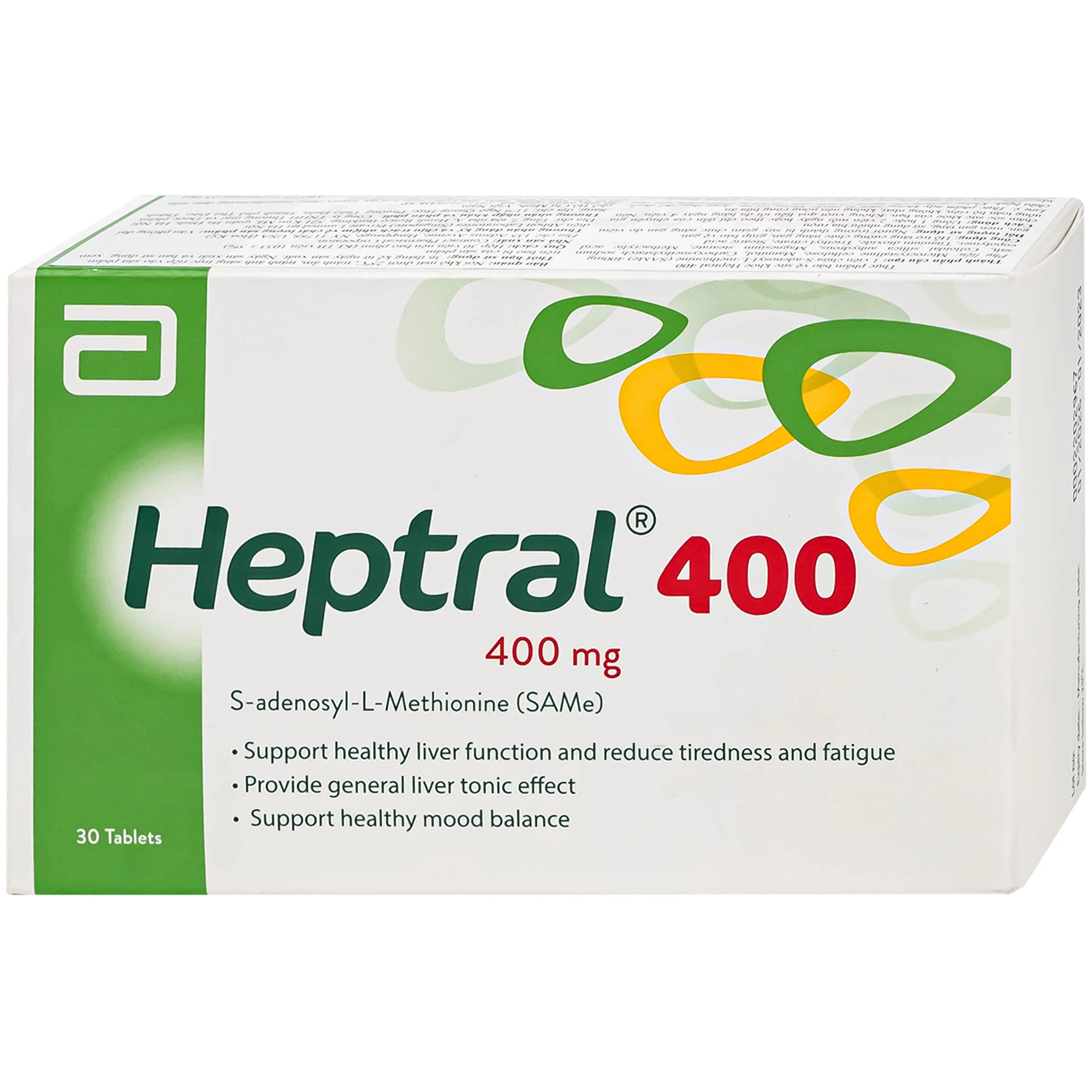 Heptral 400 Abbott hỗ trợ tăng cường chức năng gan, men gan tăng, sử dụng nhiều bia rượu (3 vỉ x 10 viên)