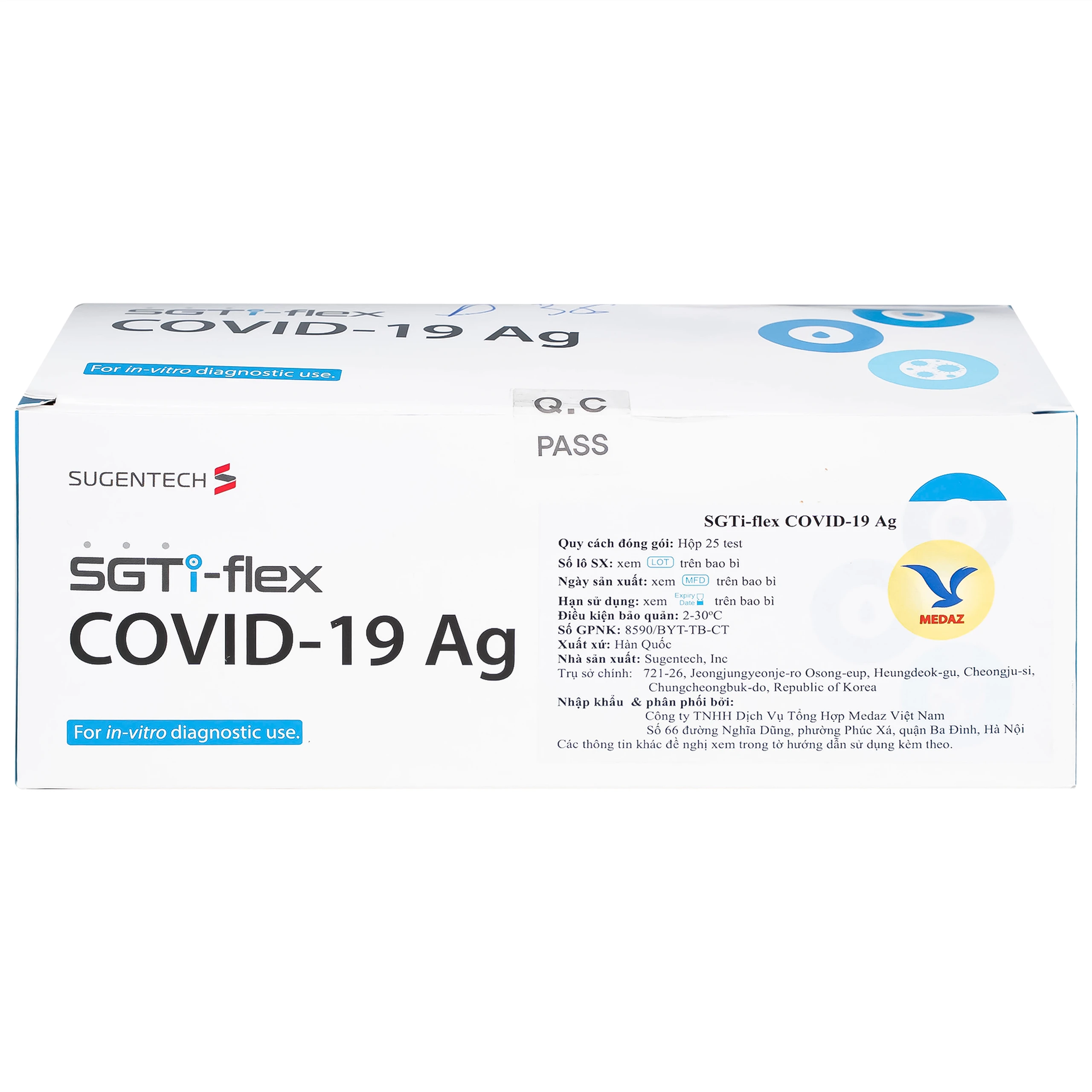 Kit test Covid Sgti-flex - korea khay thử xét nghiệm kháng nguyên Sars Cov-2 (25 kit)