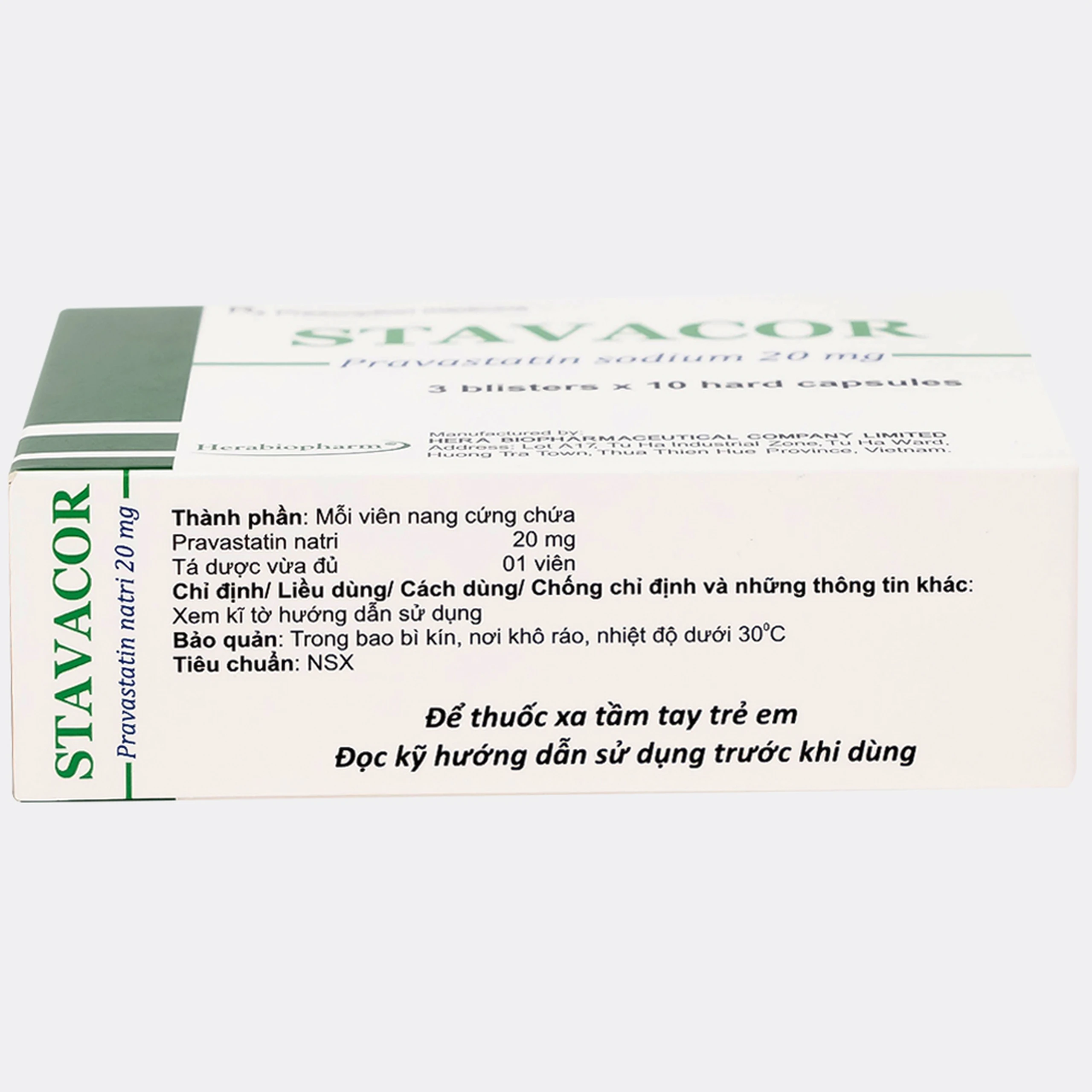 Thuốc Stavacor 20mg Herabiopharm điều trị tăng cholesterol máu (3 vỉ x 10 viên)