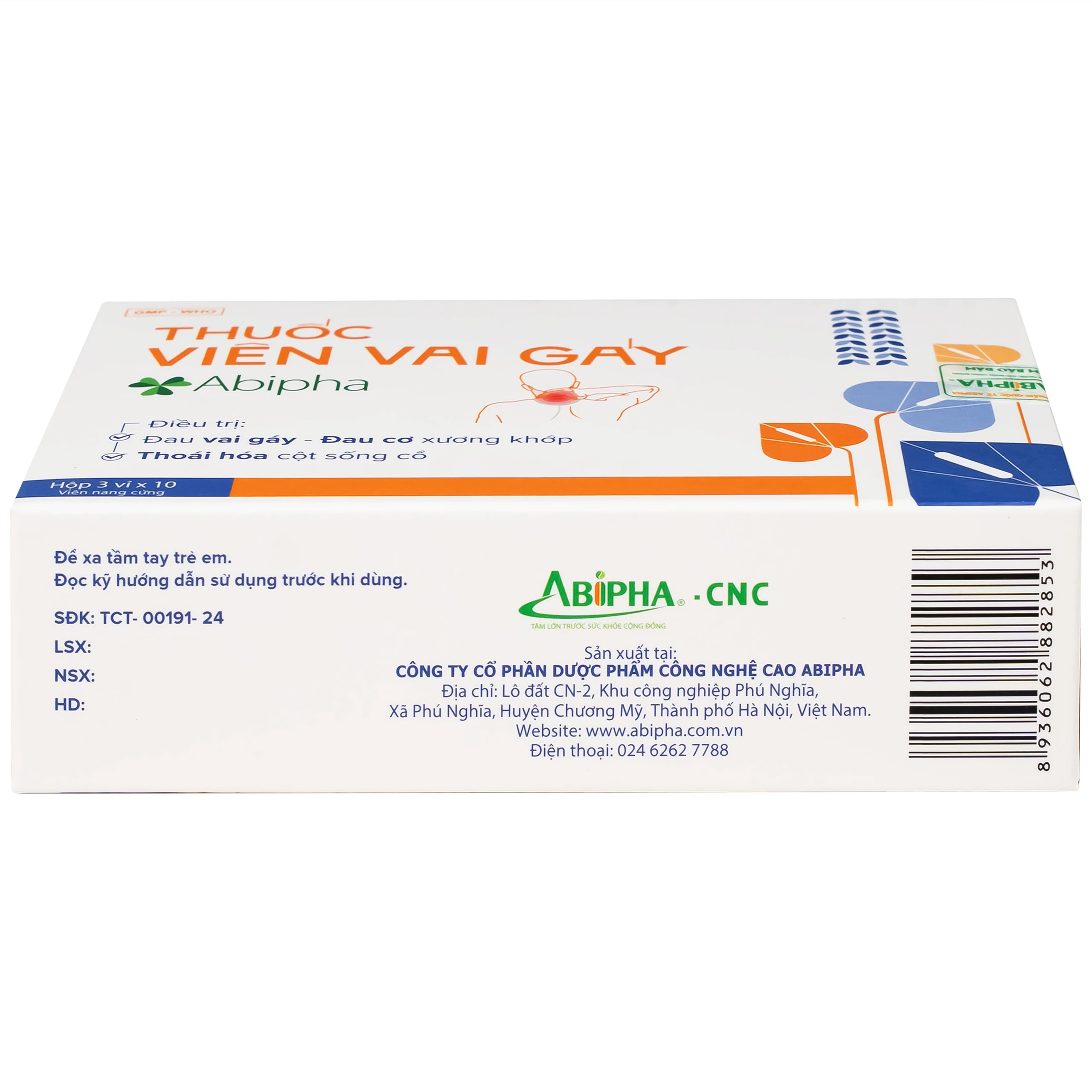 Viên vai gáy Abipha giảm đau nhức vai gáy, cơ xương khớp, tăng cường lưu thông khí huyết (3 vỉ x 10 viên)