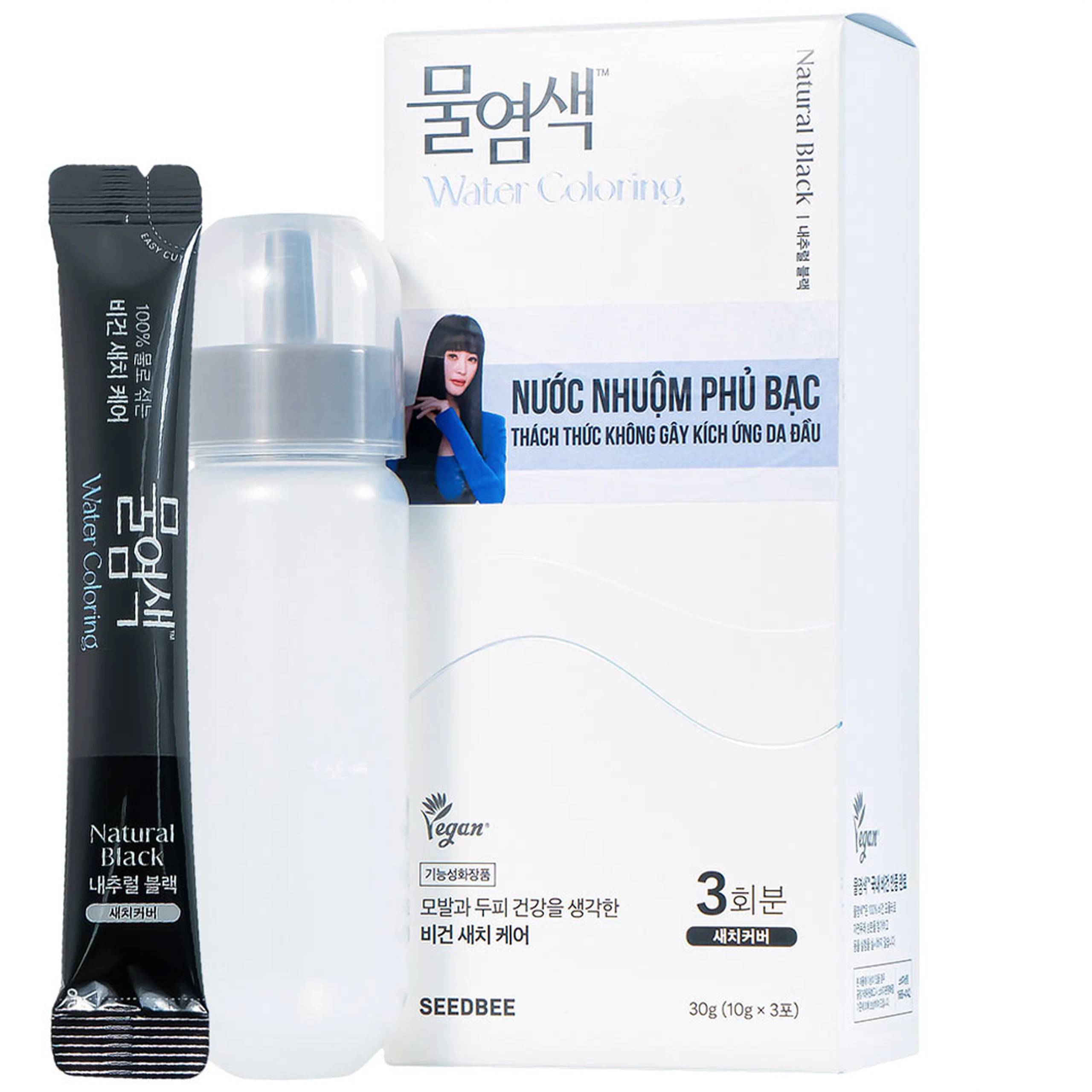 Nước nhuộm phủ bạc đen tự nhiên Seedbee Water Coloring Natural Black NBIYAN (30g)