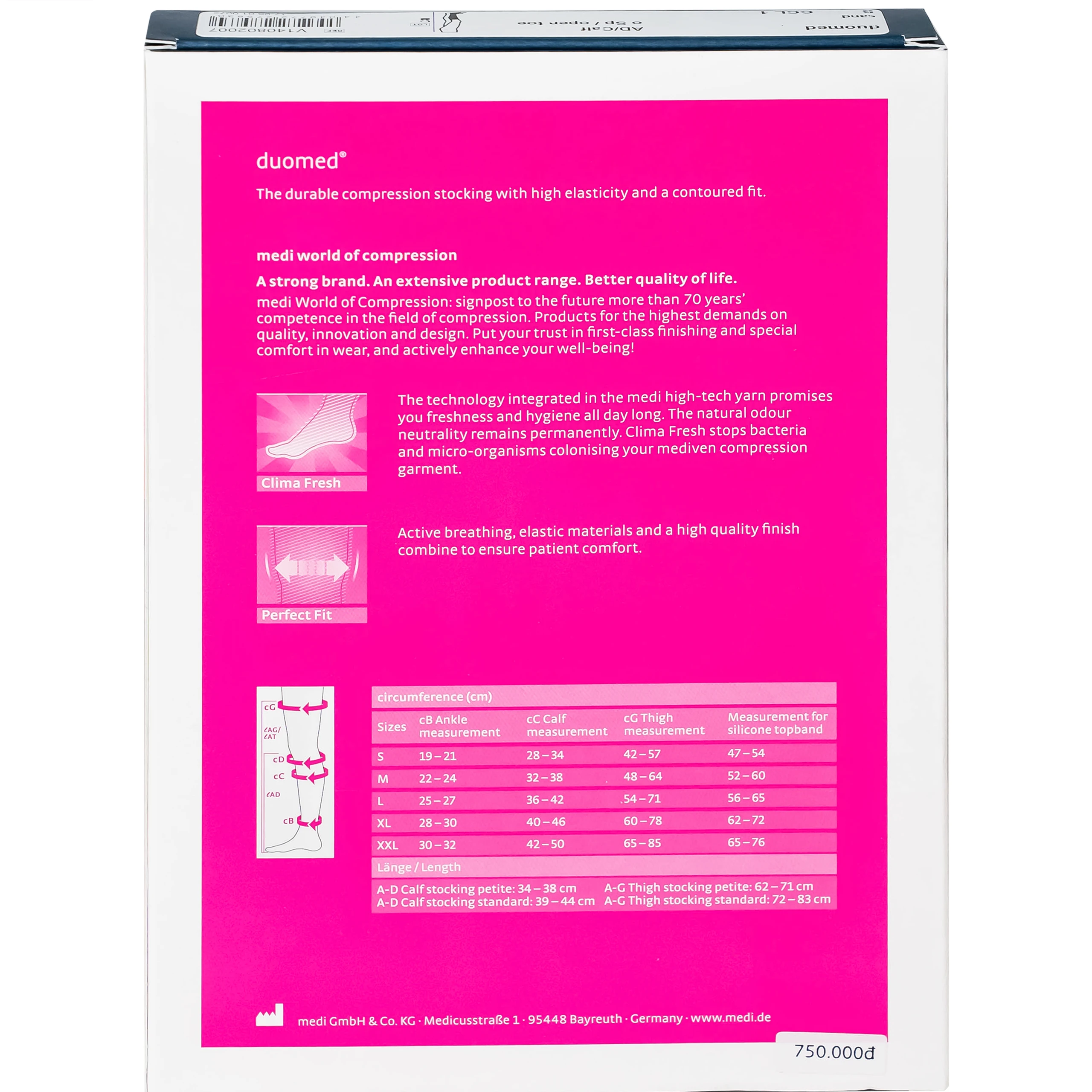 Vớ gối giãn tĩnh mạch Duomed size S