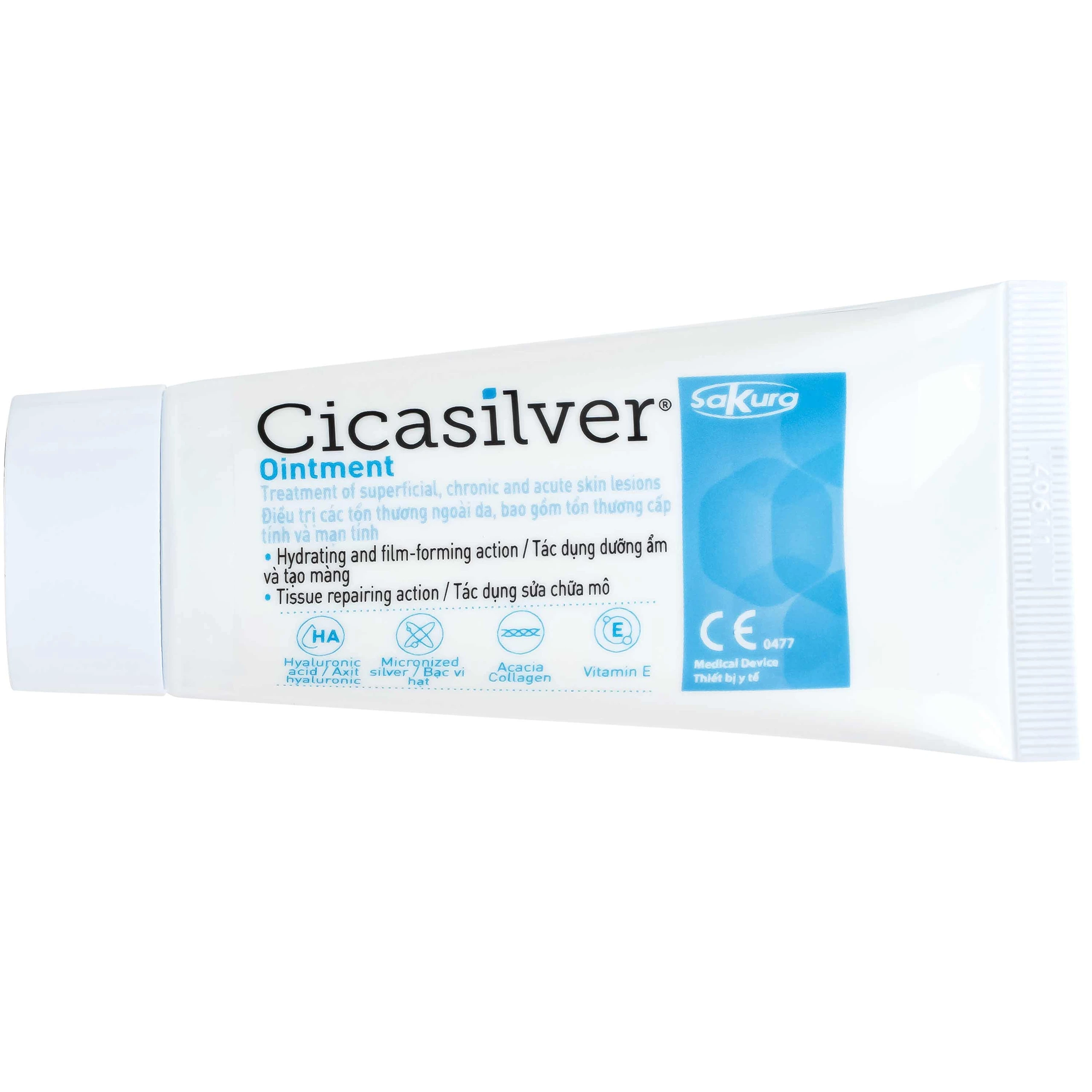 Kem bôi vết thương Cicasilver Ointment 50ml hỗ trợ điều trị các vết thương hở cấp và mãn tính