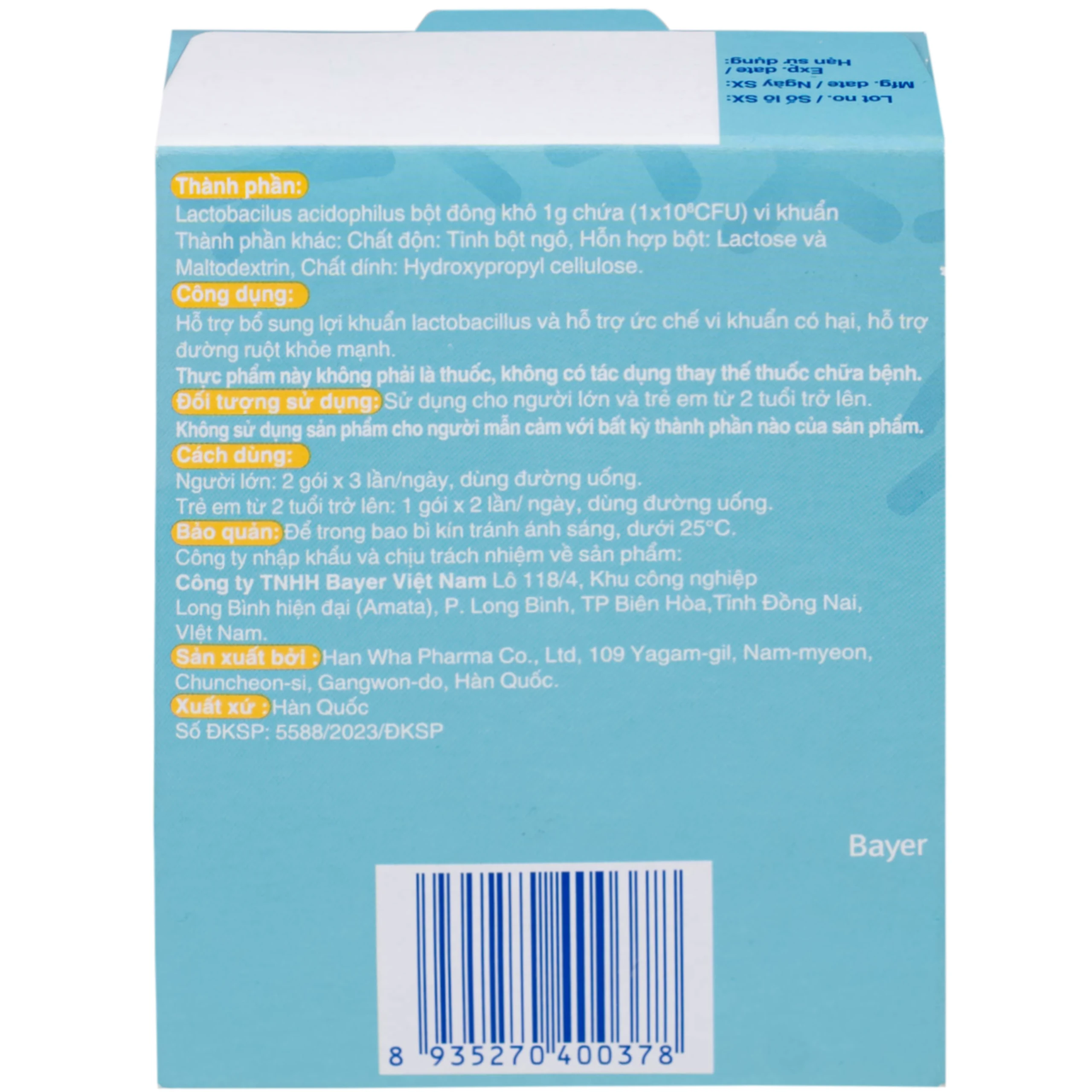 Thực phẩm bảo vệ sức khỏe Antibio Pro hỗ trợ bổ sung lợi khuẩn lactobacillus (20 gói x 1g)