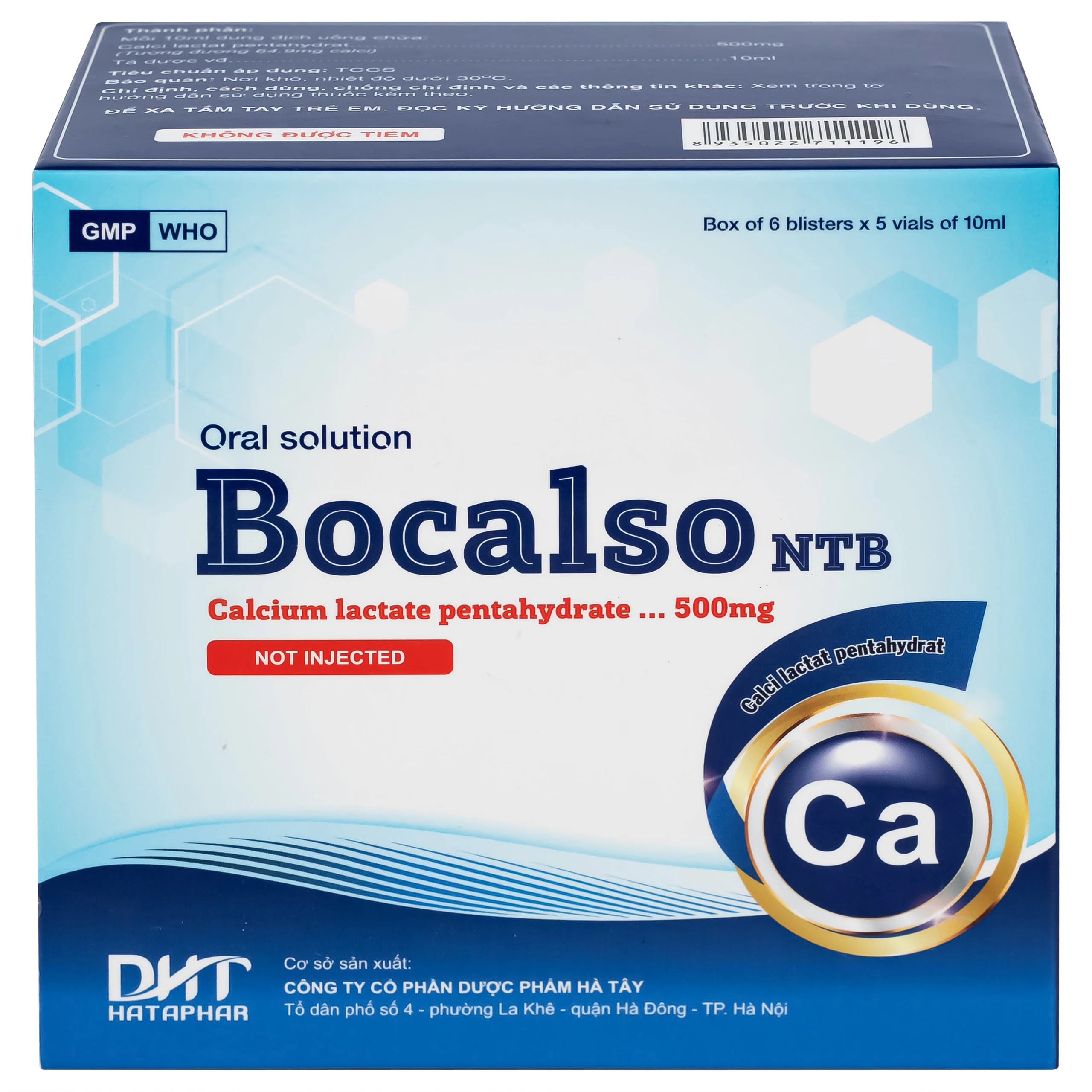 Thuốc Bocalso NTB Pharma bổ sung canxi cho các trường hợp có nguy cơ thiếu canxi (6 vỉ x 5 ống)