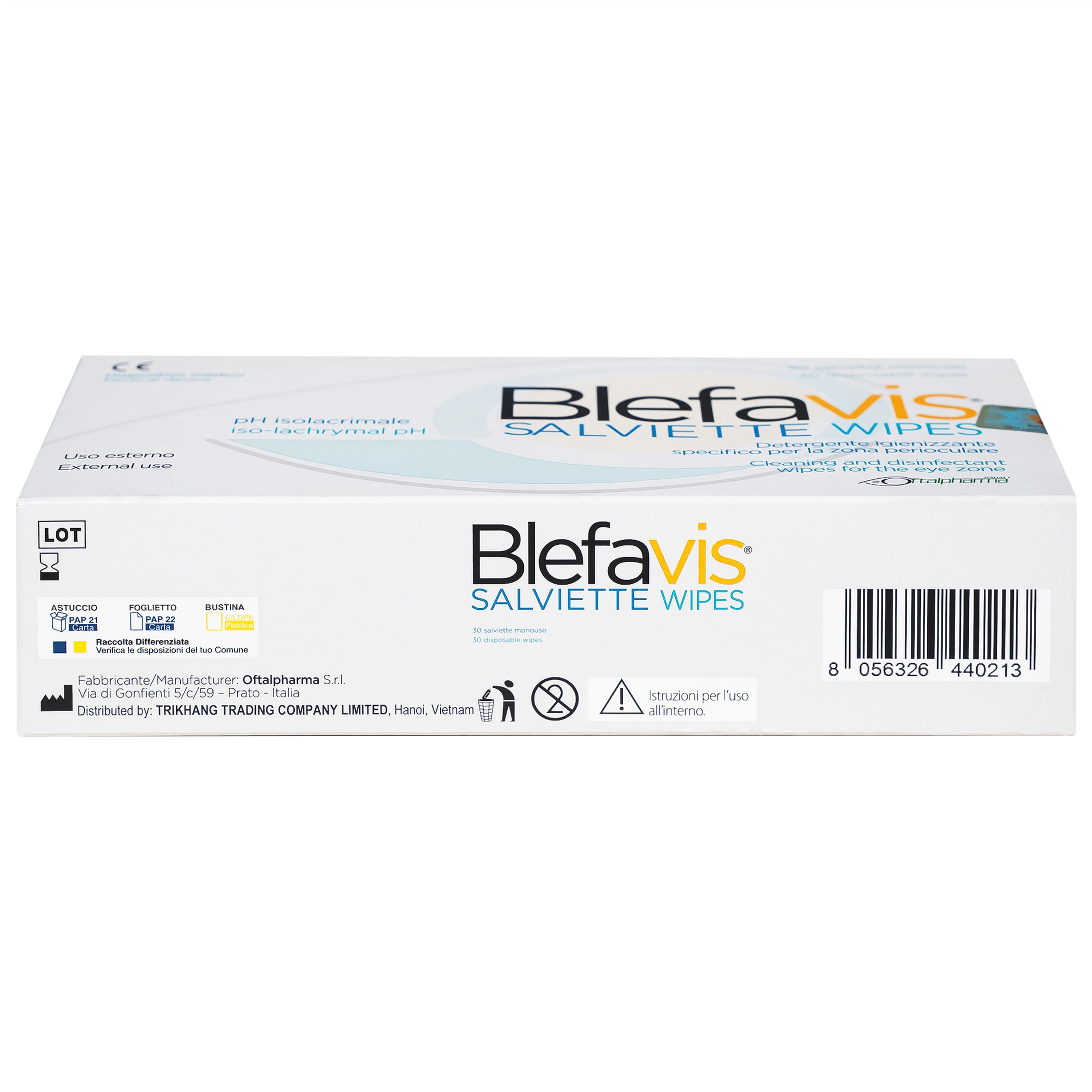 Gạc lau mi mắt Blefavis Wipes (30 miếng) làm sạch mí mắt nhạy cảm, viêm bờ mi, sát khuẩn trước & sau phẩu thuật