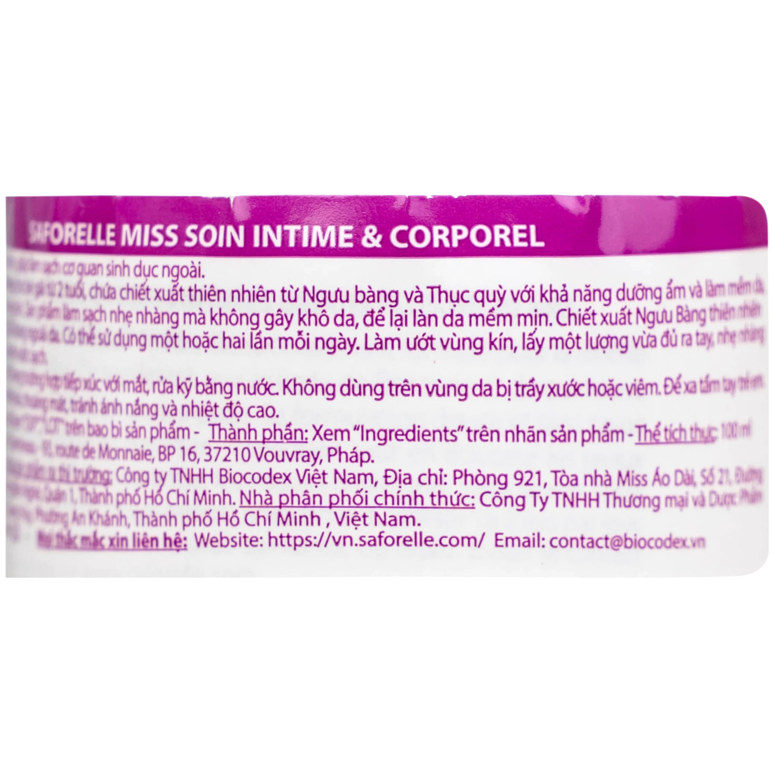 Dung dịch vệ sinh cho bé Saforelle Miss dịu nhẹ, bảo vệ vùng kín (100ml)