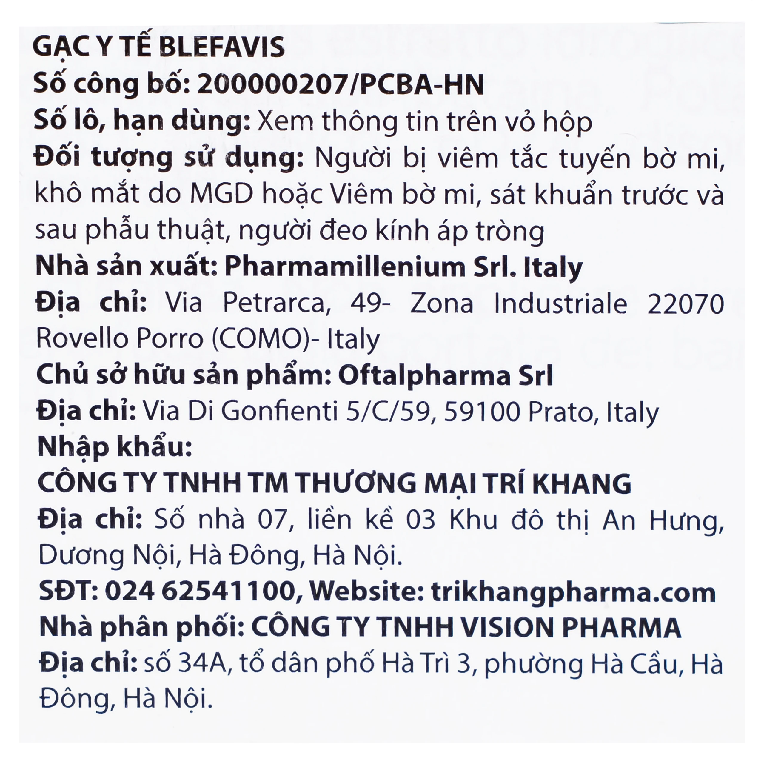 Gạc lau mi mắt Blefavis Wipes (30 miếng) làm sạch mí mắt nhạy cảm, viêm bờ mi, sát khuẩn trước & sau phẩu thuật
