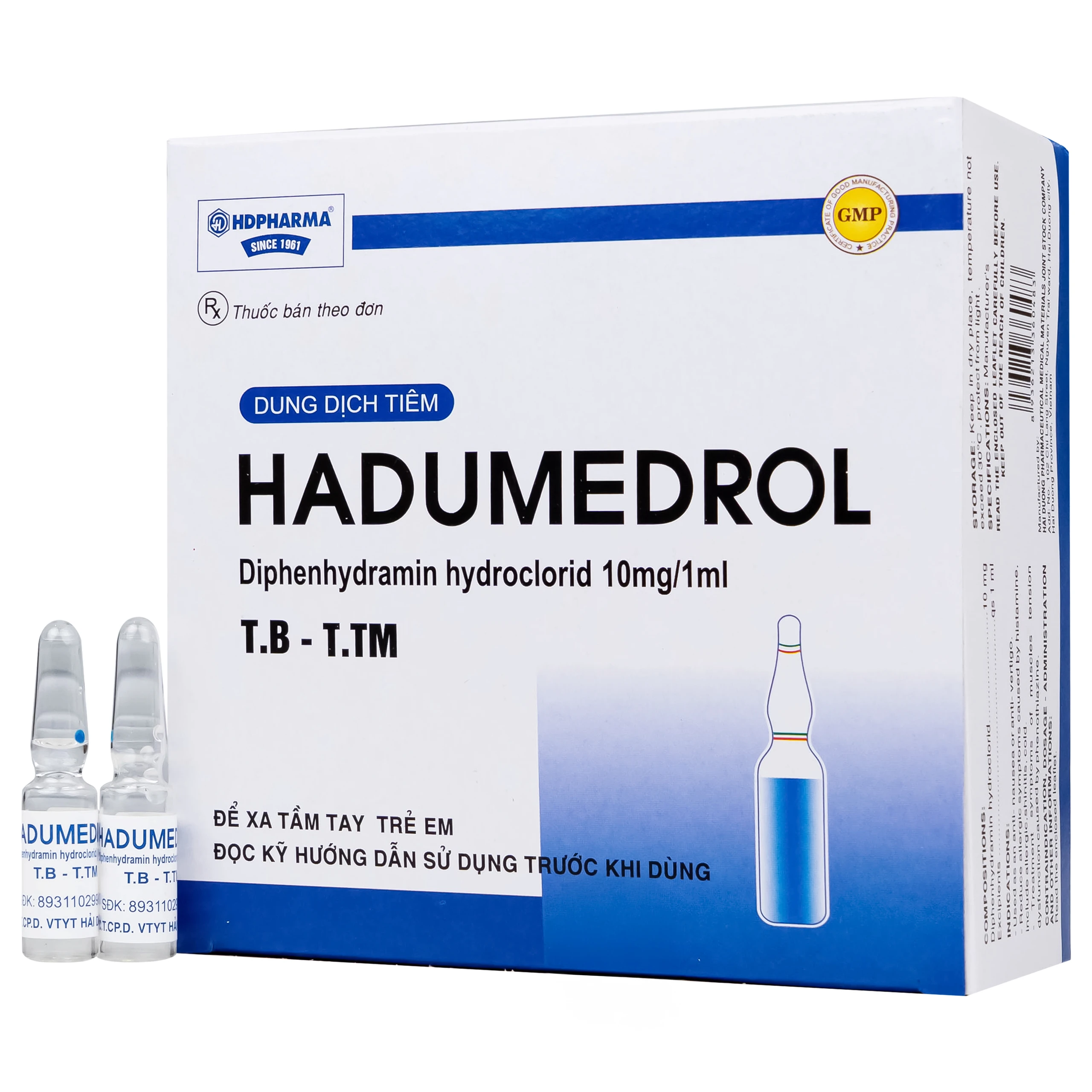 Thuốc Hadumedrol 10mg/ml Hdpharma giúp chống buồn nôn hoặc chóng mặt (100 ống x 1ml) 1