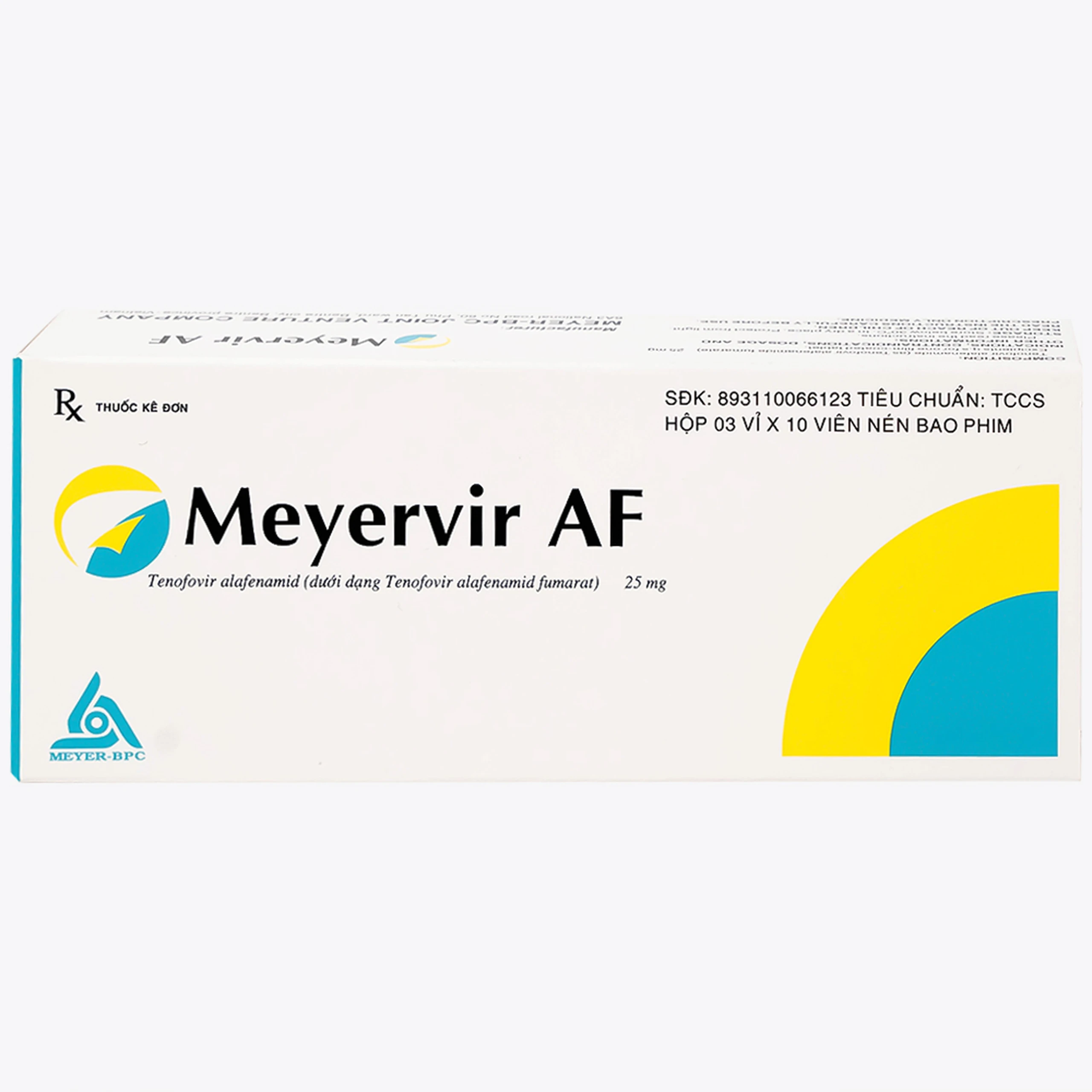 Thuốc Meyervir AF 25mg Meyer-BPC điều trị viêm gan siêu vi B mạn tính (3 vỉ x 10 viên)