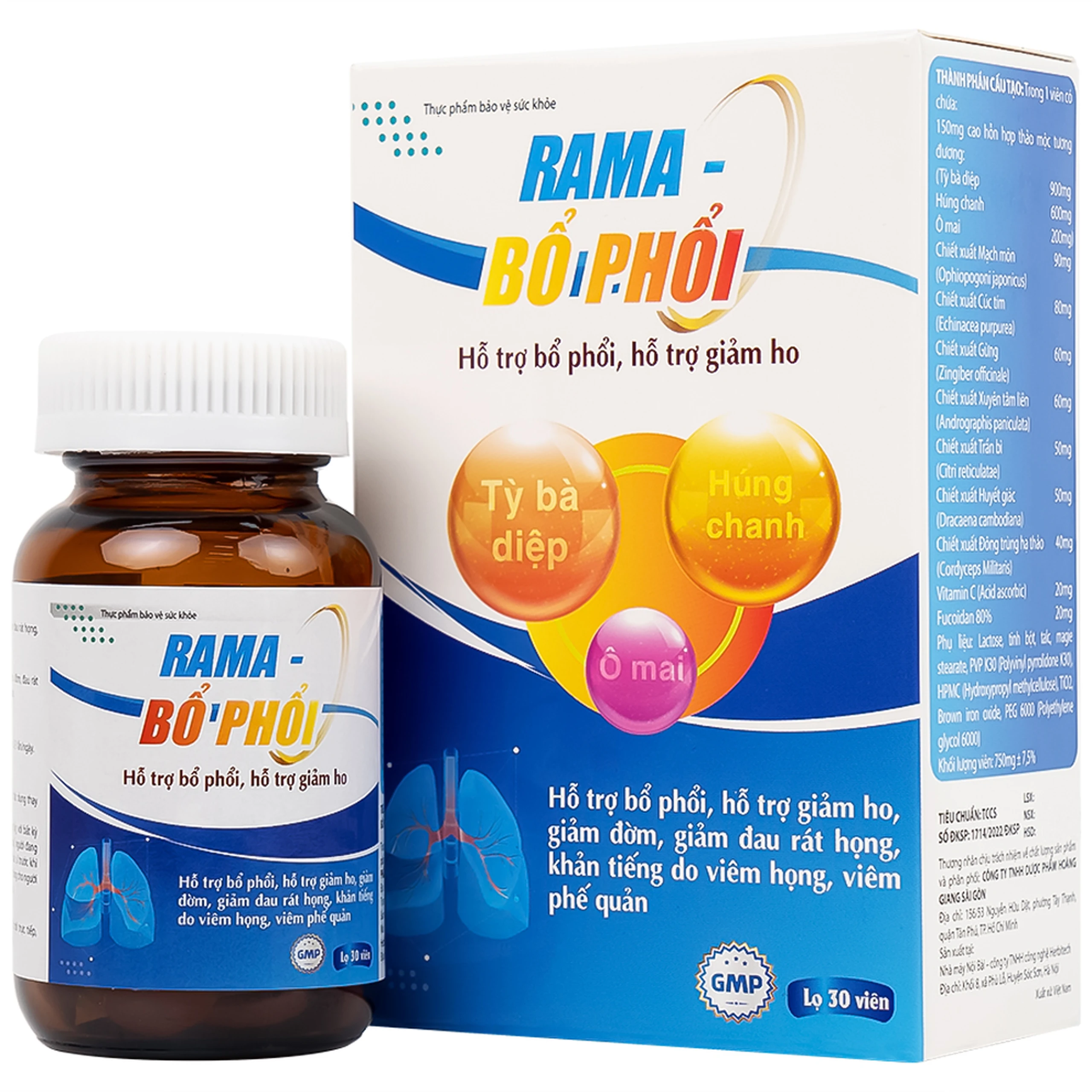 Viên uống Rama Bổ Phổi hỗ trợ bổ phổi, giảm ho (30 viên)