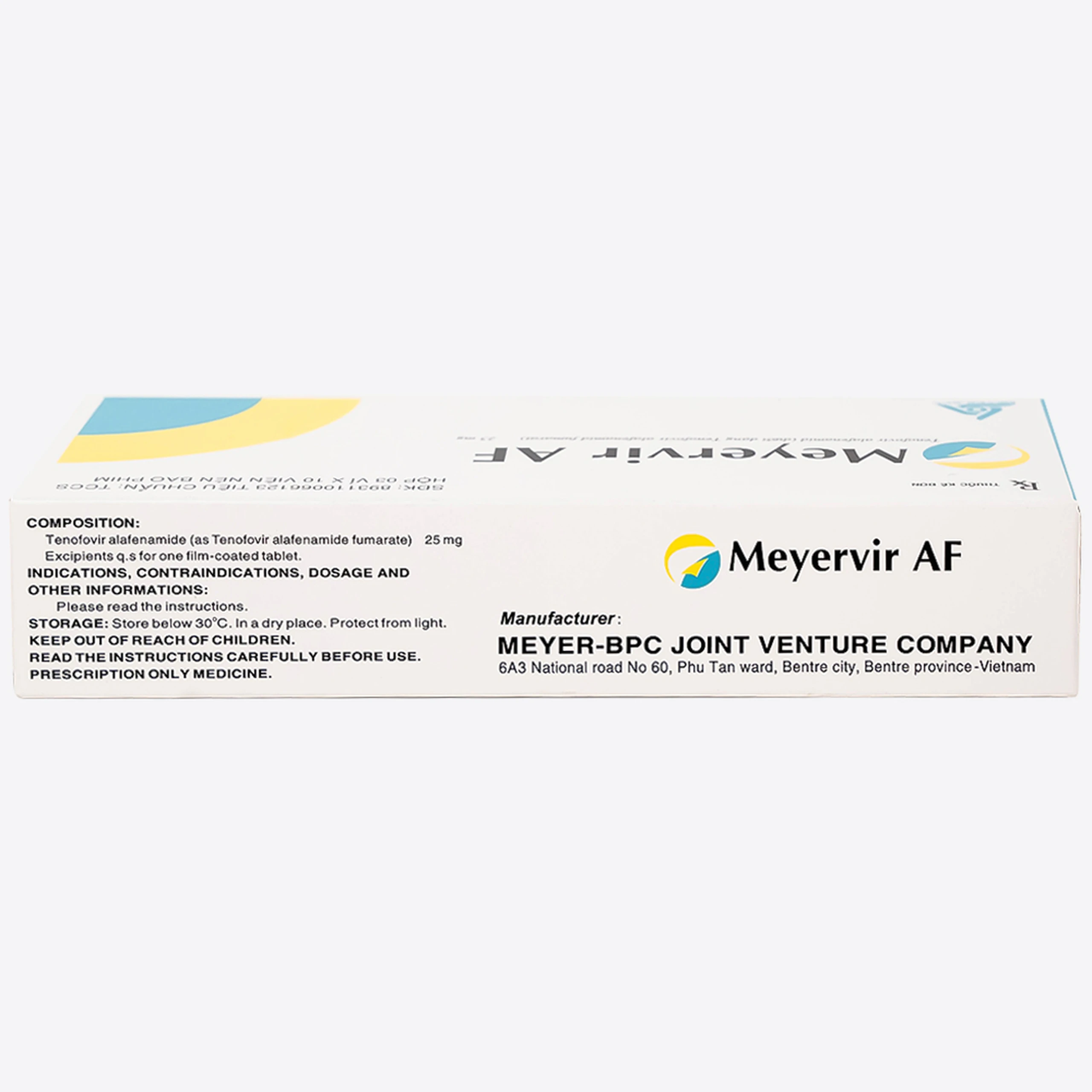 Thuốc Meyervir AF 25mg Meyer-BPC điều trị viêm gan siêu vi B mạn tính (3 vỉ x 10 viên)