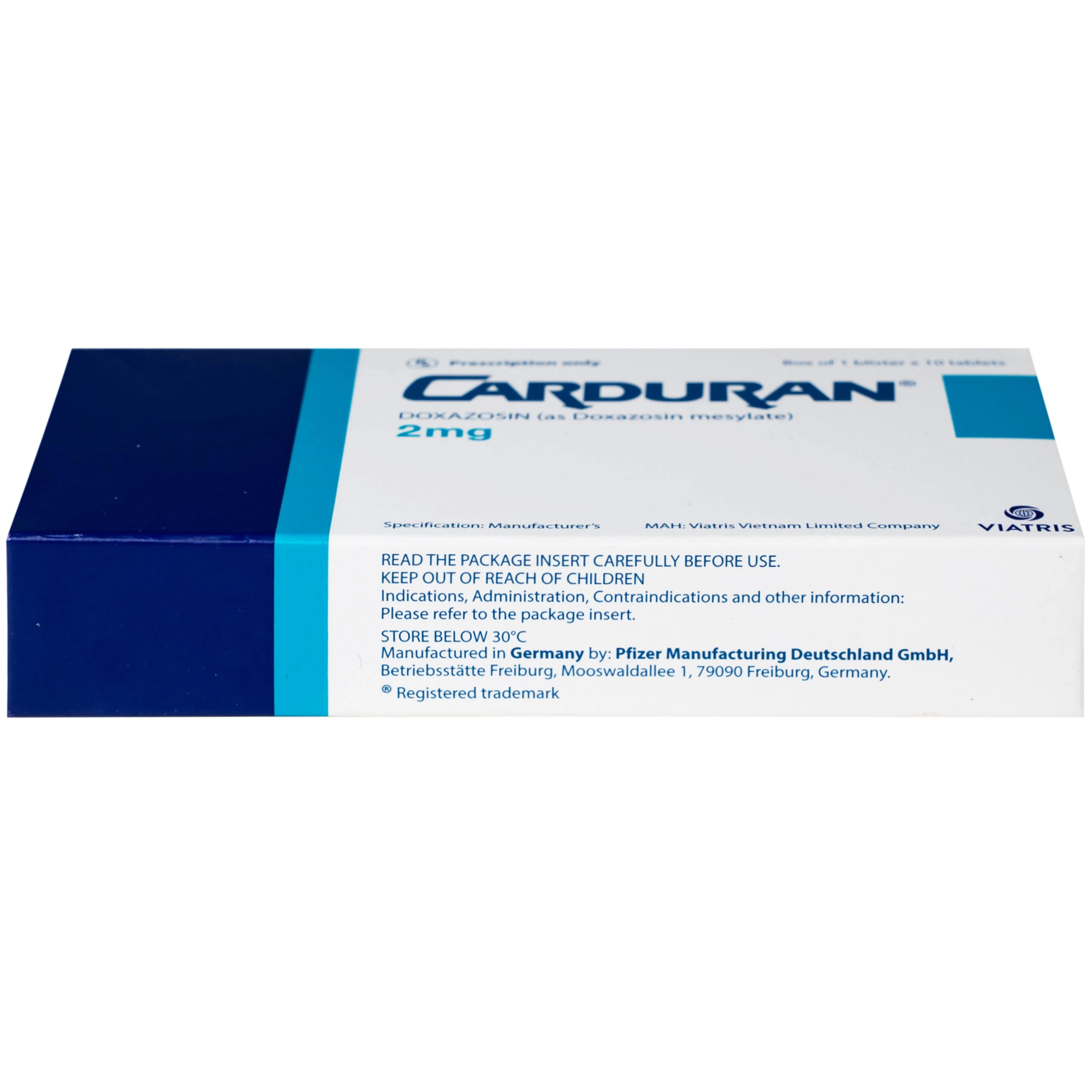 Thuốc Carduran 2mg Viatris điều trị tăng huyết áp, u xơ tiền liệt tuyến (1 vỉ x 10 viên)
