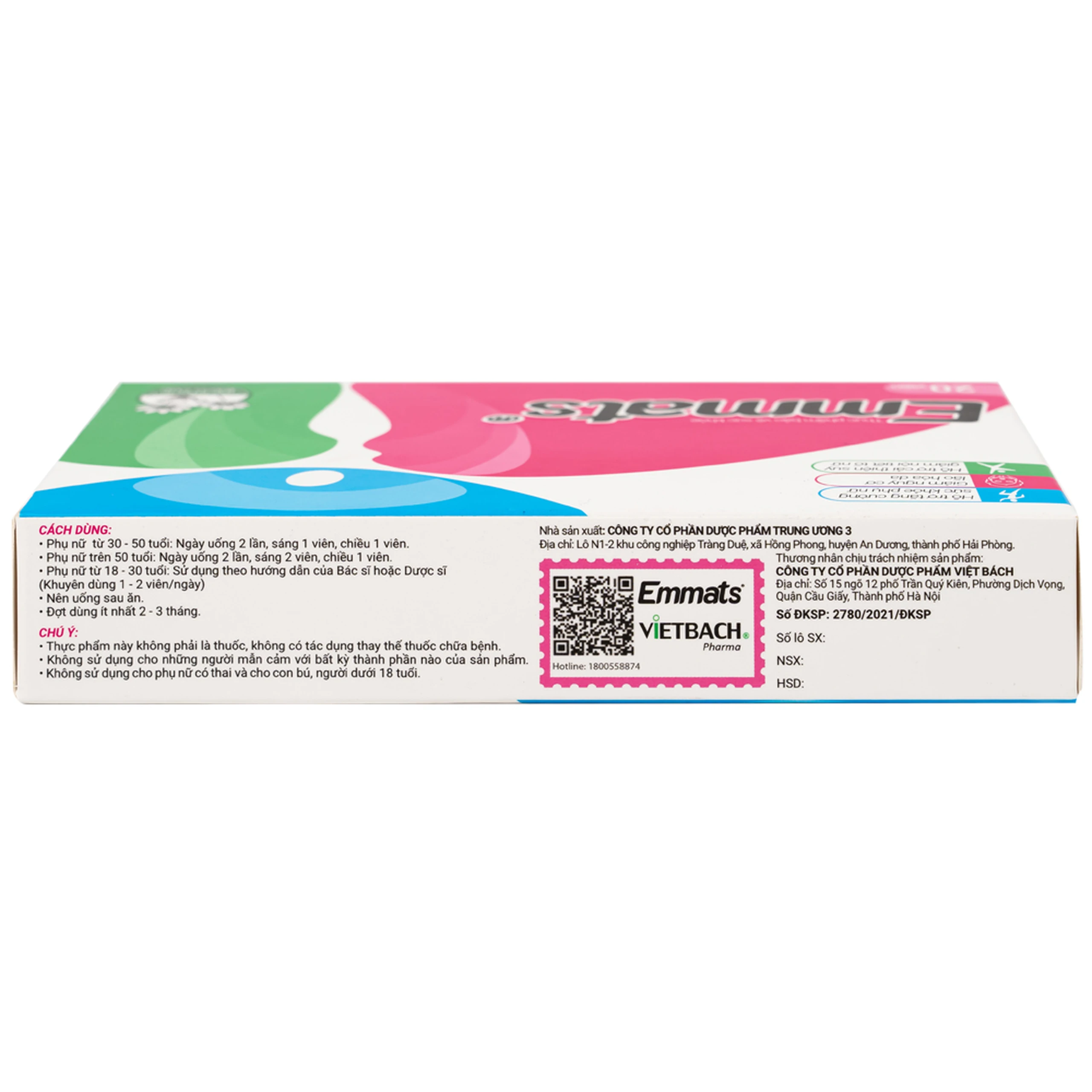 Viên hỗ trợ giảm nguy cơ lão hóa da Emmats TW3 (2 vỉ x 10 viên)