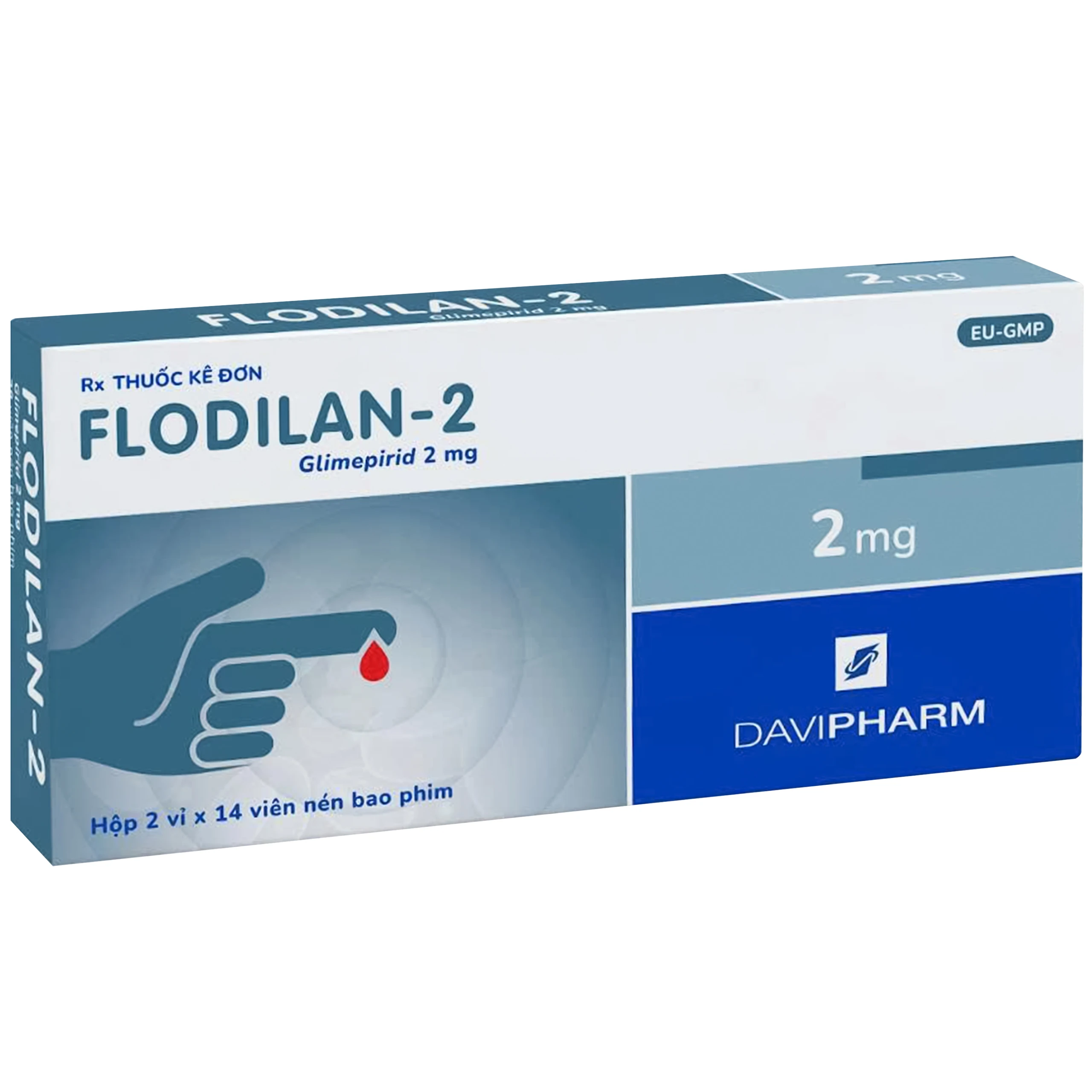 Thuốc Flodilan-2mg Davipharm điều trị đái tháo đường típ 2 (2 vỉ x 14 viên)