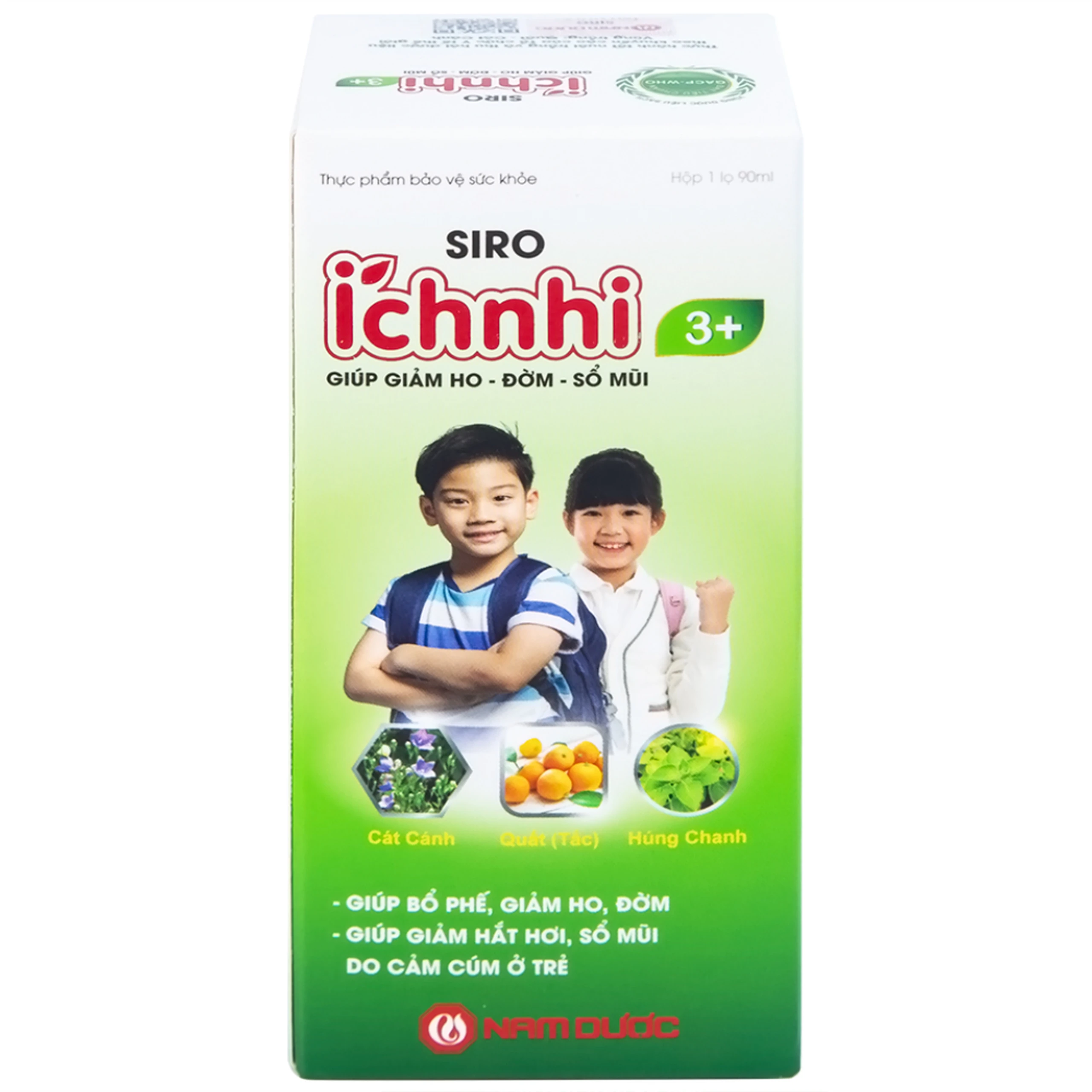 Siro hỗ trợ giảm ho tiêu đờm Ích Nhi 3+ Nam Dược (90ml)