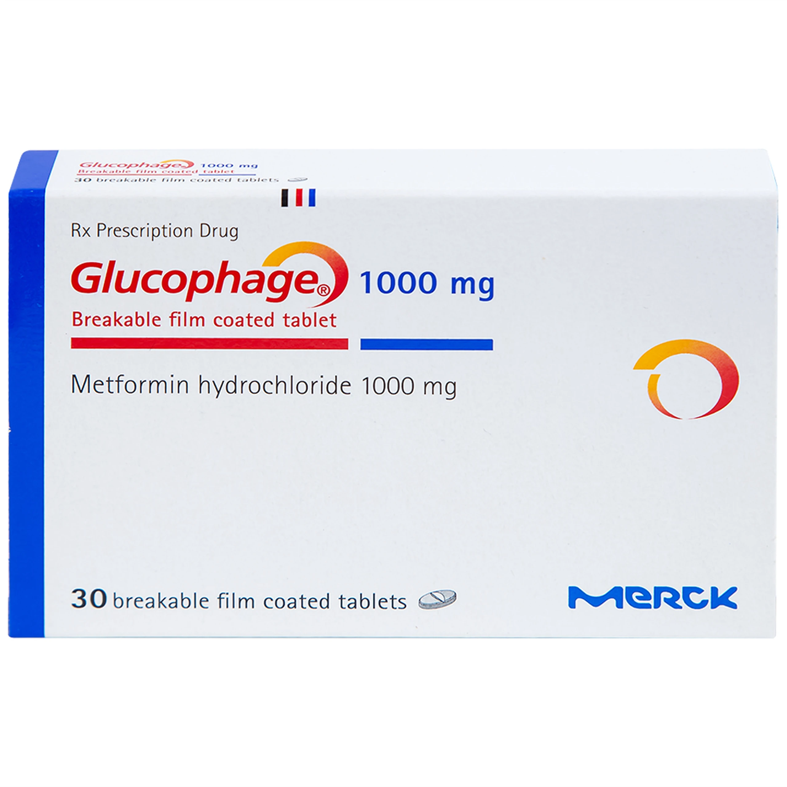 Thuốc Glucophage 1000mg Merck điều trị đái tháo đường típ 2 (2 vỉ x 15 viên)