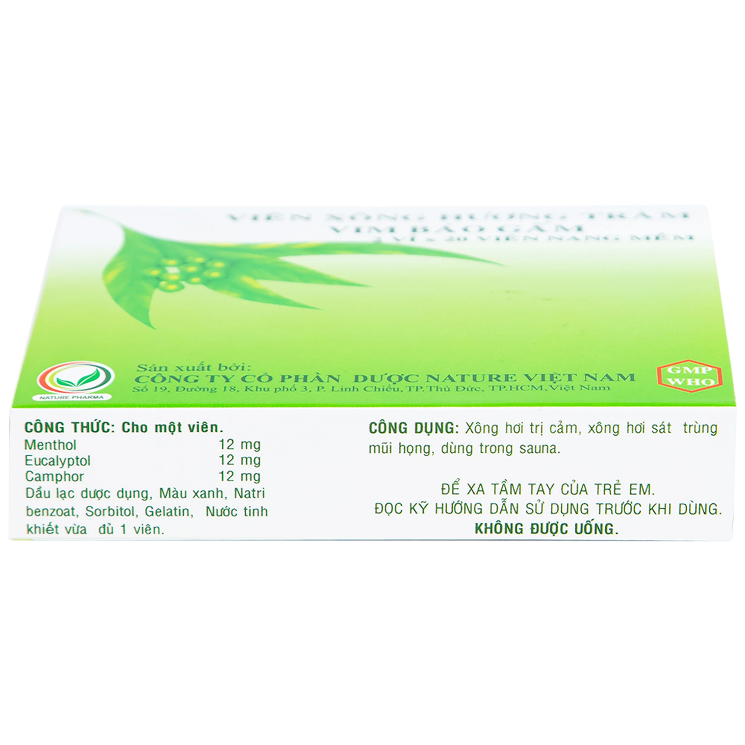 Viên Xông Hương Tràm Vim Báo Gấm điều trị cảm cúm, sát trùng mũi (2 vỉ x 20 viên) 