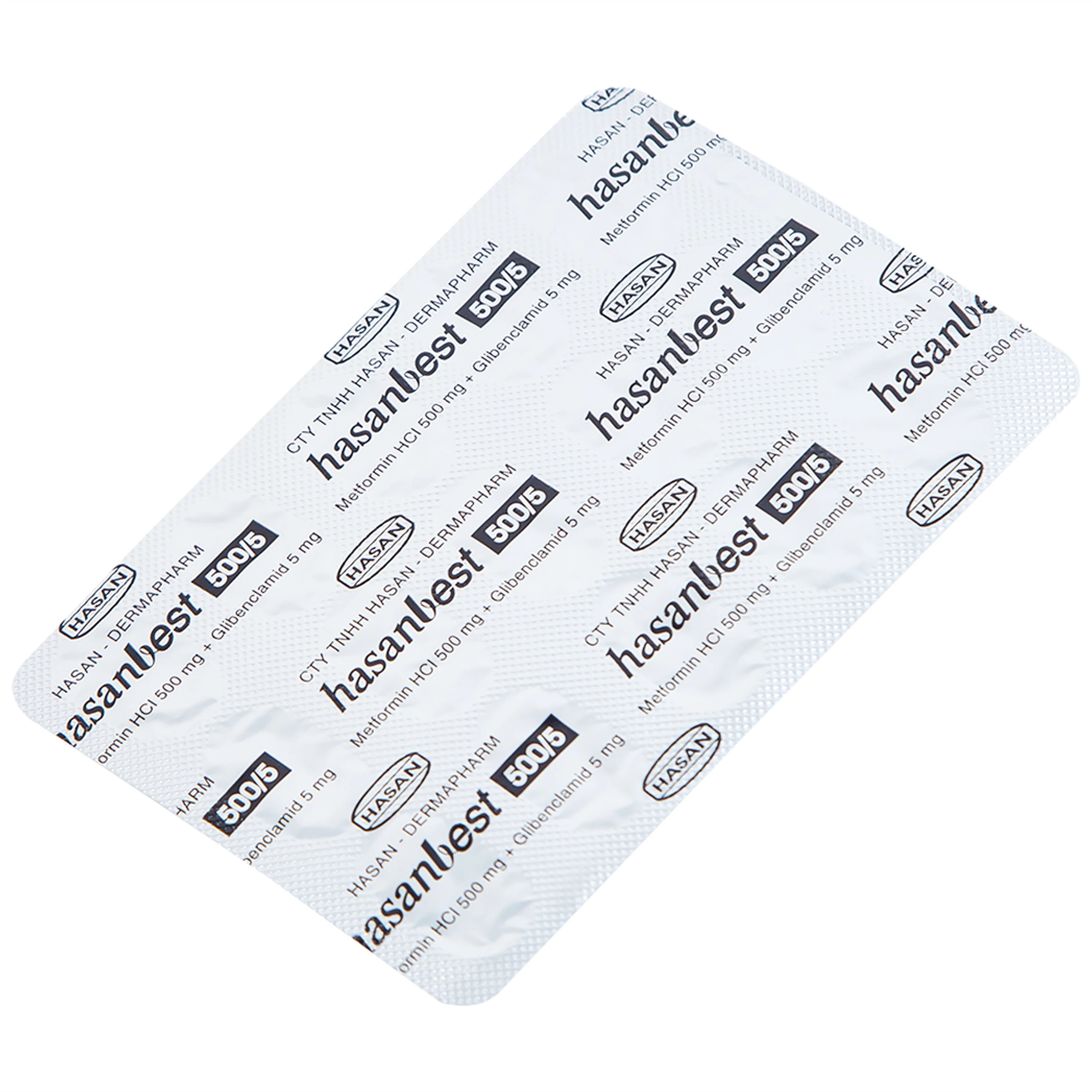 Thuốc Hasanbest 500/5 Hasan điều trị đái tháo đường típ 2 (2 vỉ x 15 viên)
