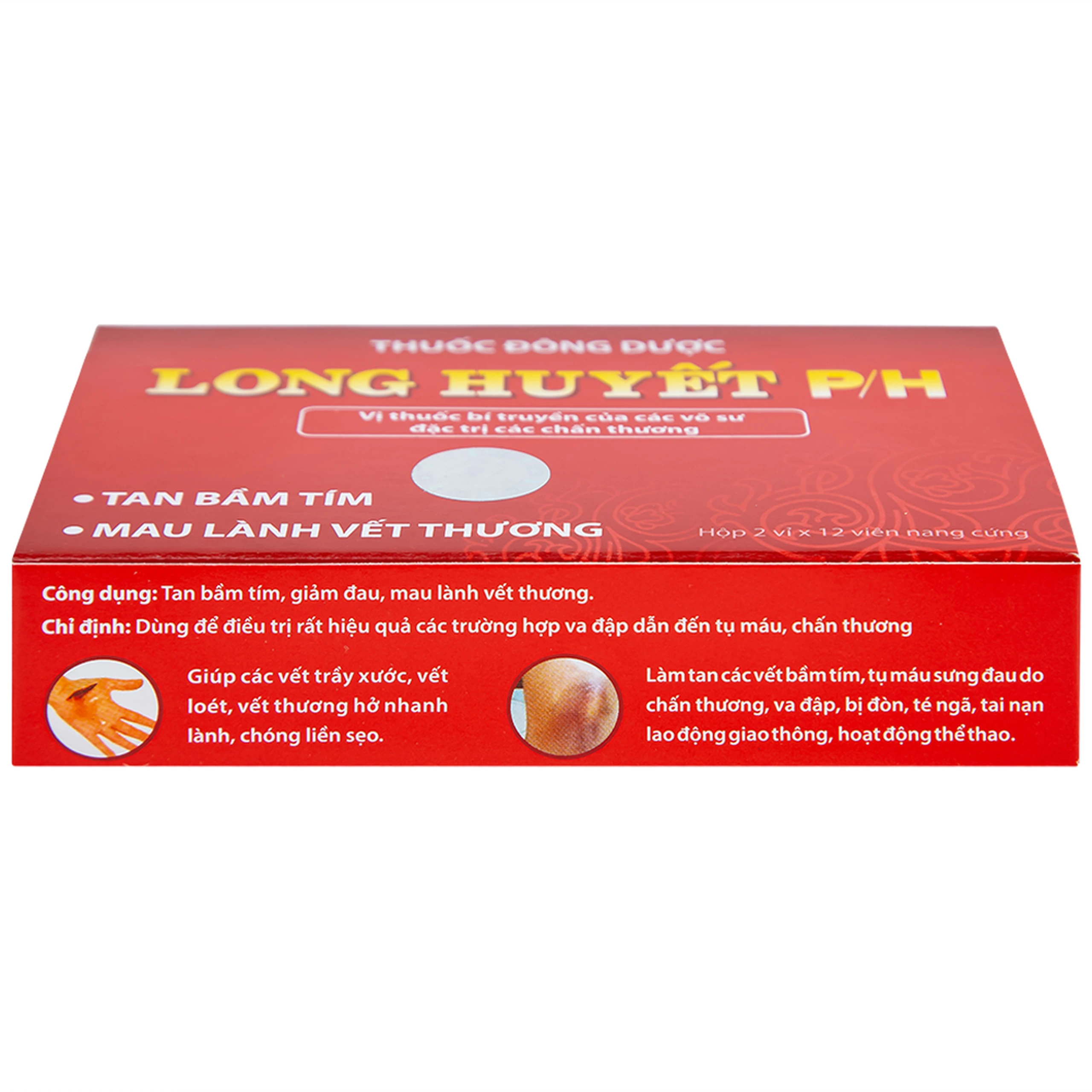 Thuốc Long Huyết P/H Phúc Hưng đặc trị tan bầm tím, mau lành vết thương (2 vỉ x 12 viên)