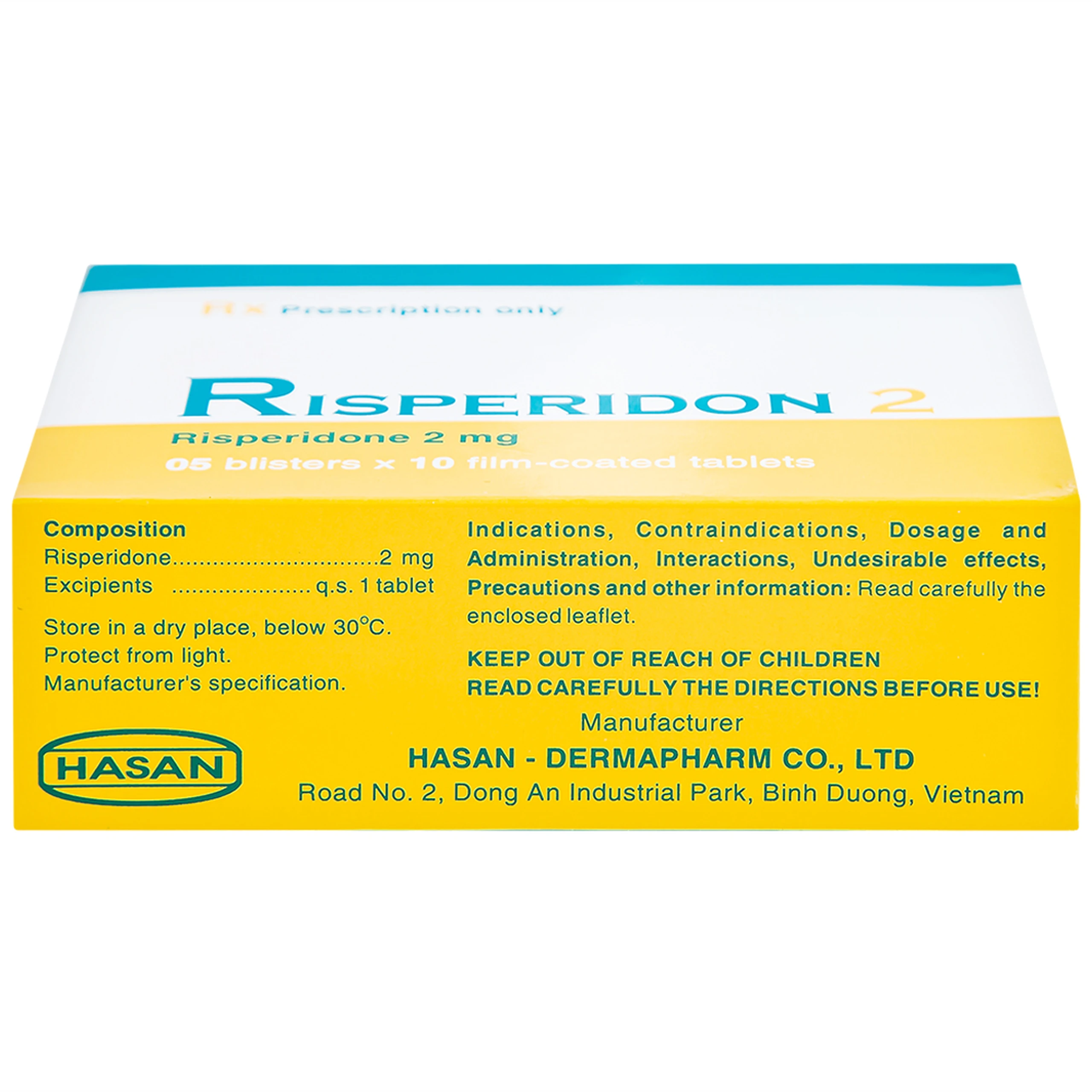 Thuốc Risperidon 2 Hasan điều trị bệnh tâm thần phân liệt (5 vỉ x 10 viên) 