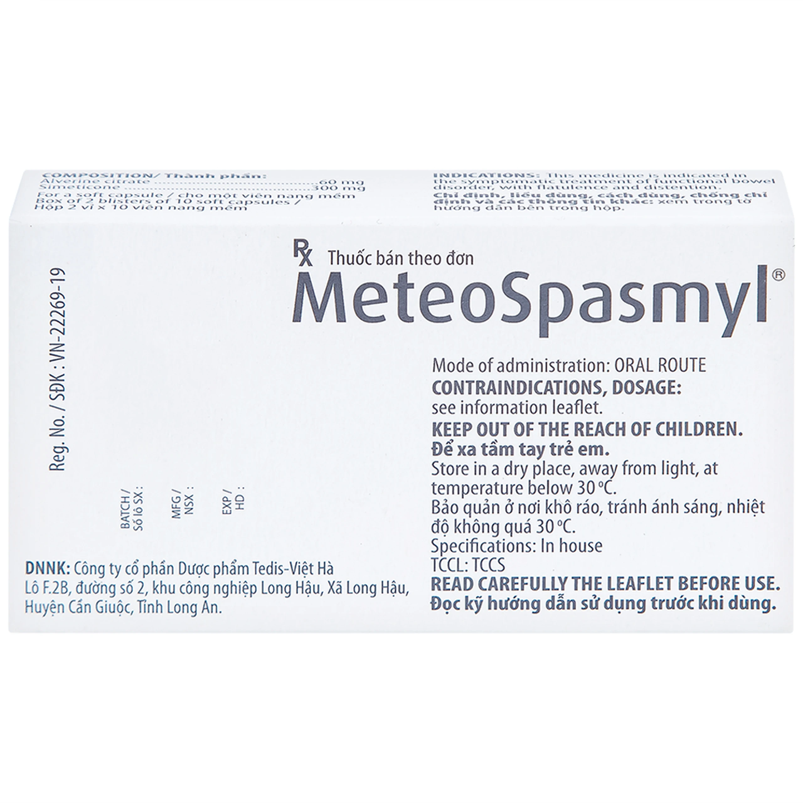 Thuốc Meteospasmyl Mayoly Spindler điều trị các rối loạn đường ruột (2 vỉ x 10 viên)